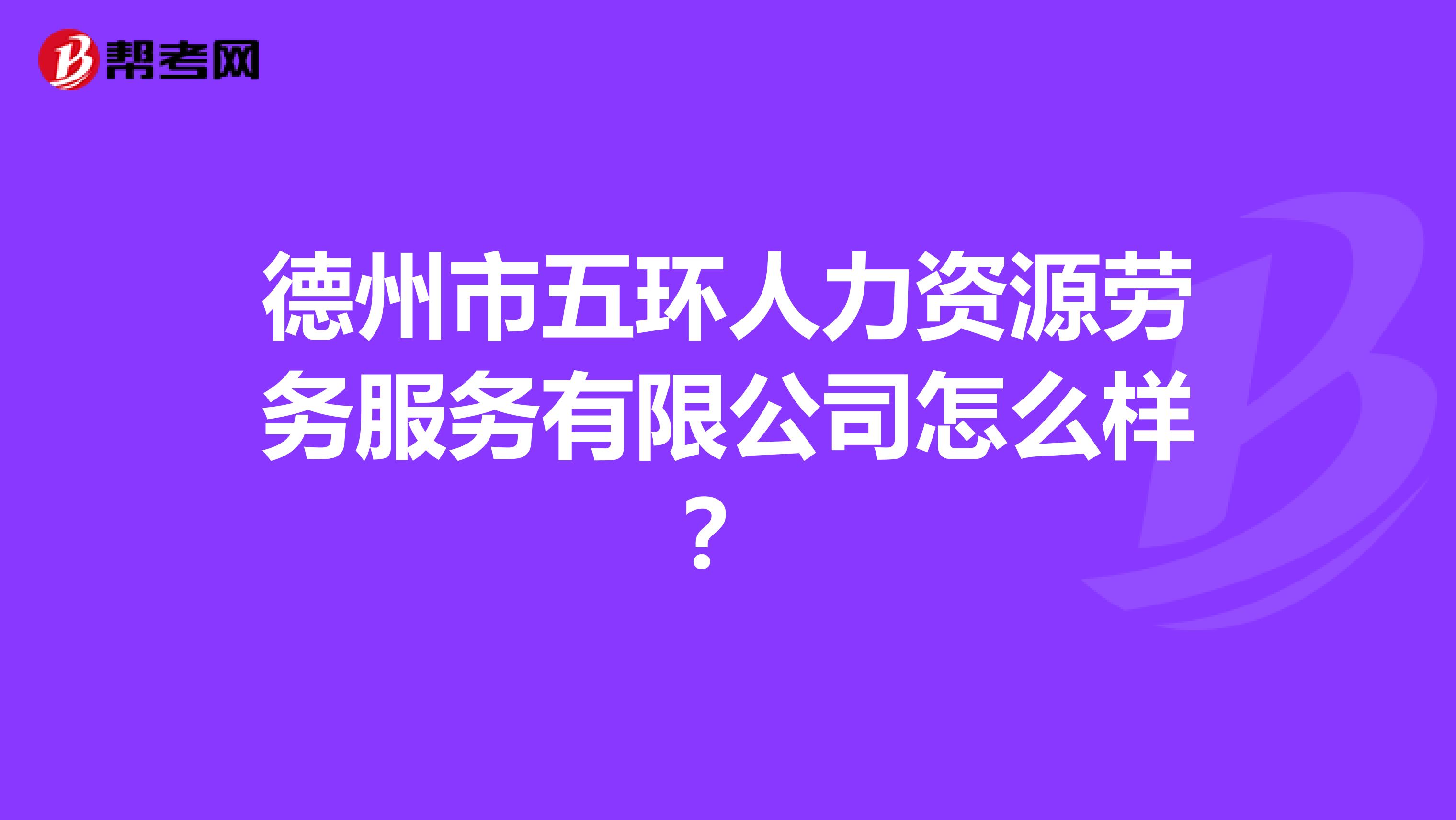 德州市五环人力资源劳务服务有限公司怎么样?