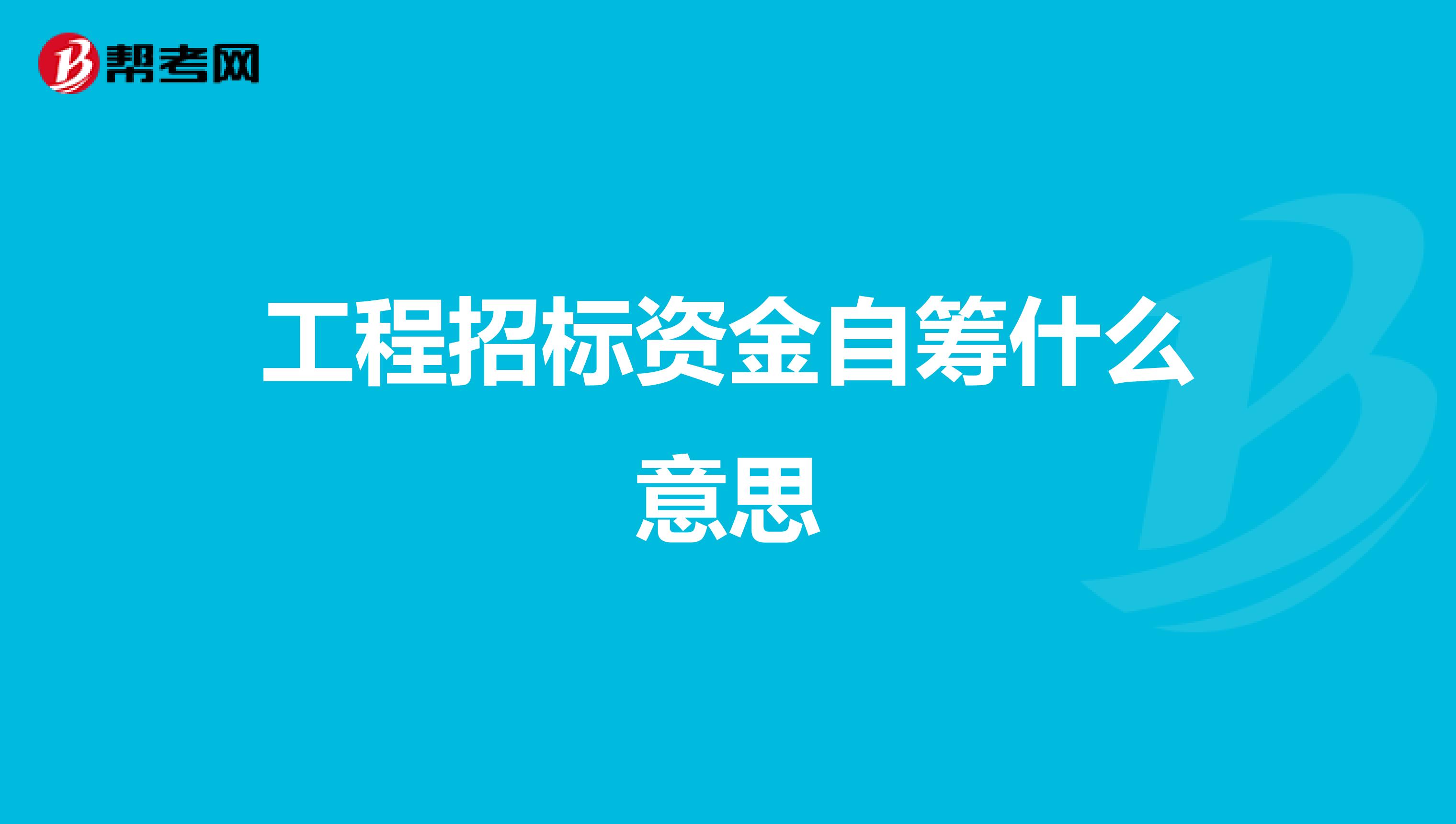 工程招标资金自筹什么意思