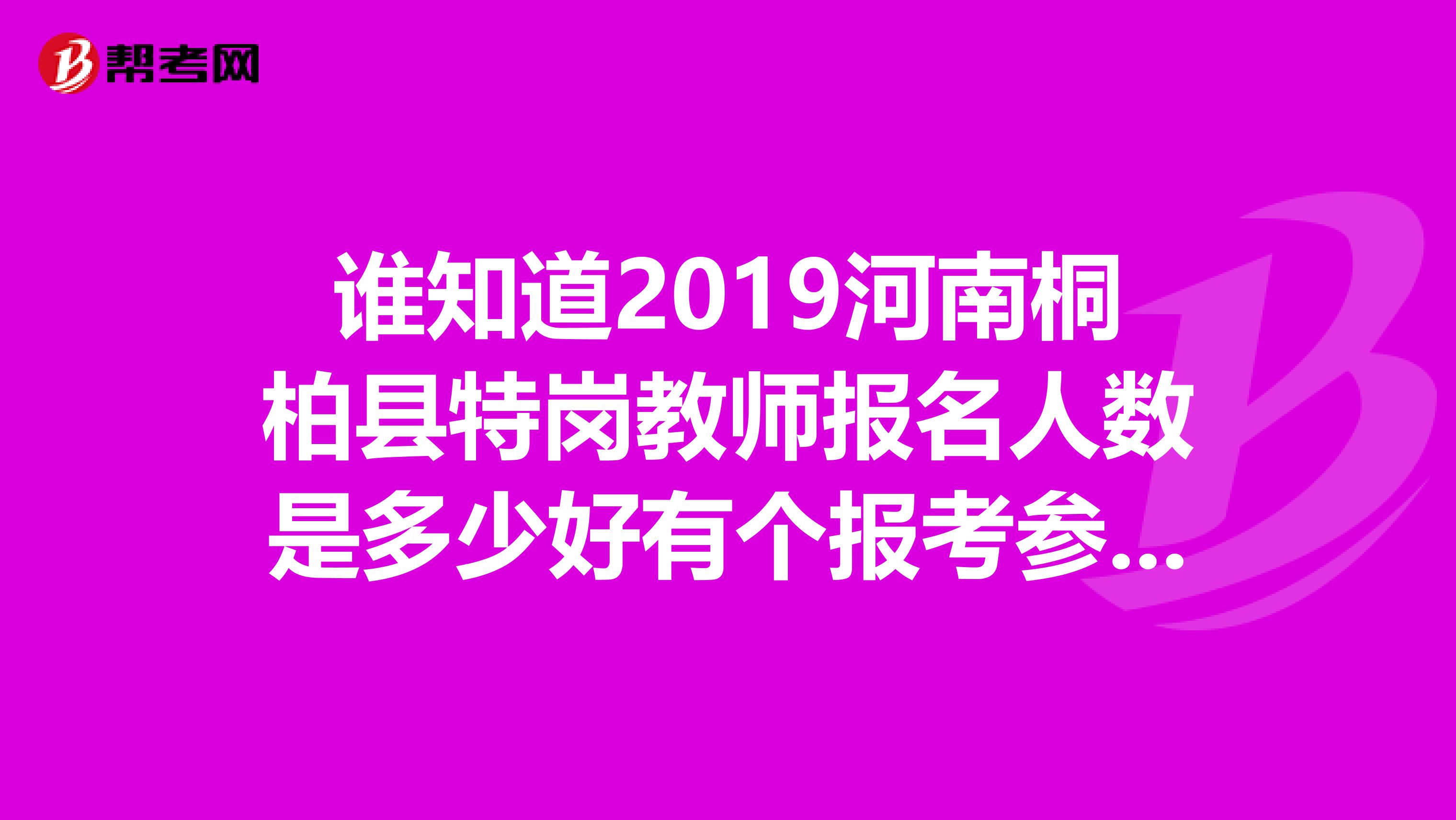 谁知道2019河南桐柏县特岗教师报名人数是多少好有个报考参考。