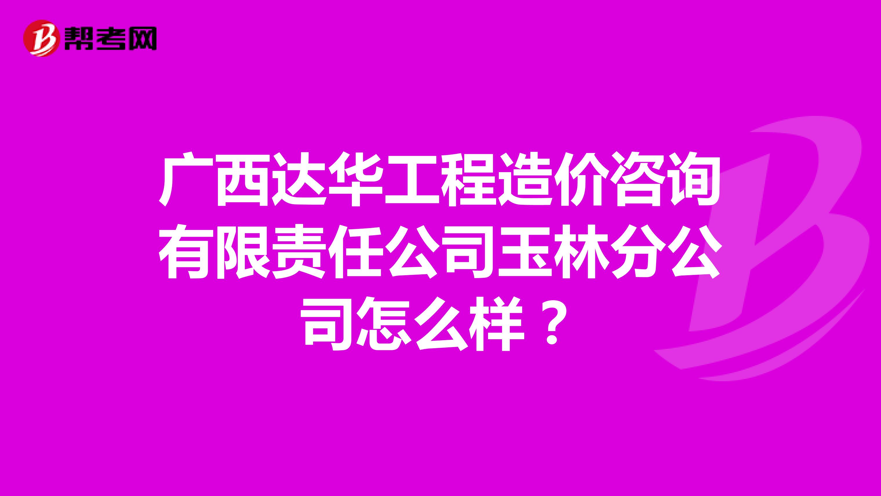 广西达华工程造价咨询有限责任公司玉林分公司怎么样？