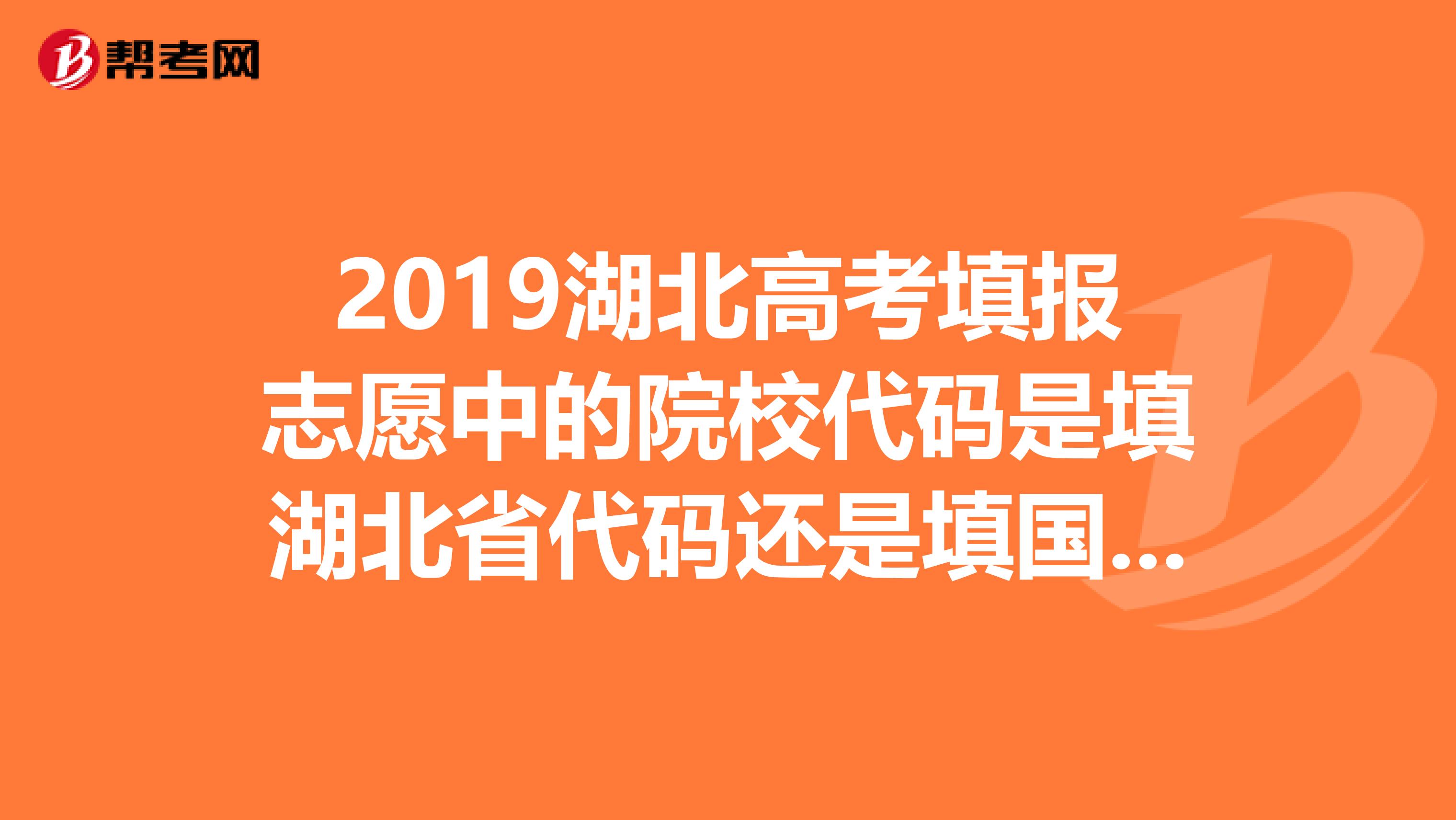 2019湖北高考填报志愿中的院校代码是填湖北省代码还是填国标代码