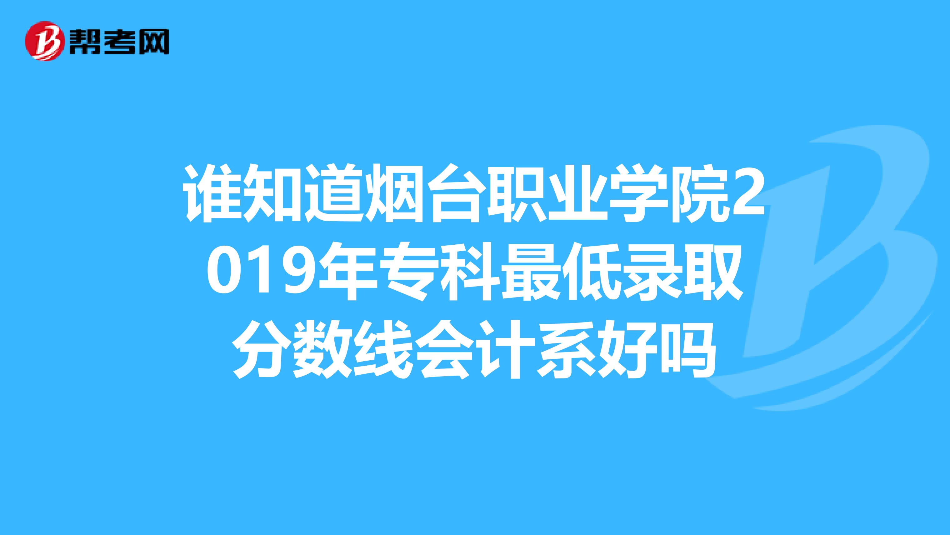 谁知道烟台职业学院2019年专科最低录取分数线会计系好吗