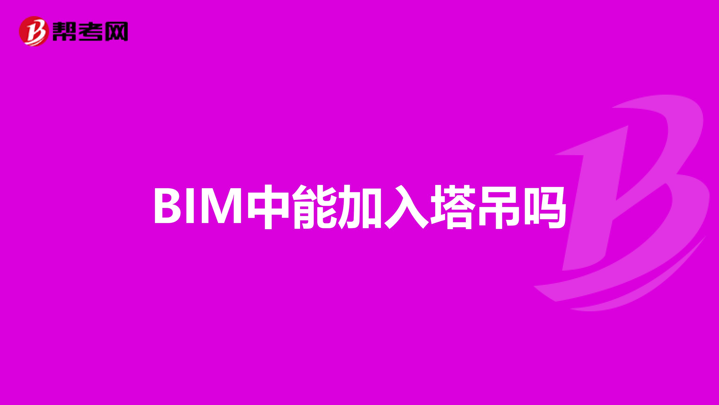 BIM中能加入塔吊吗
