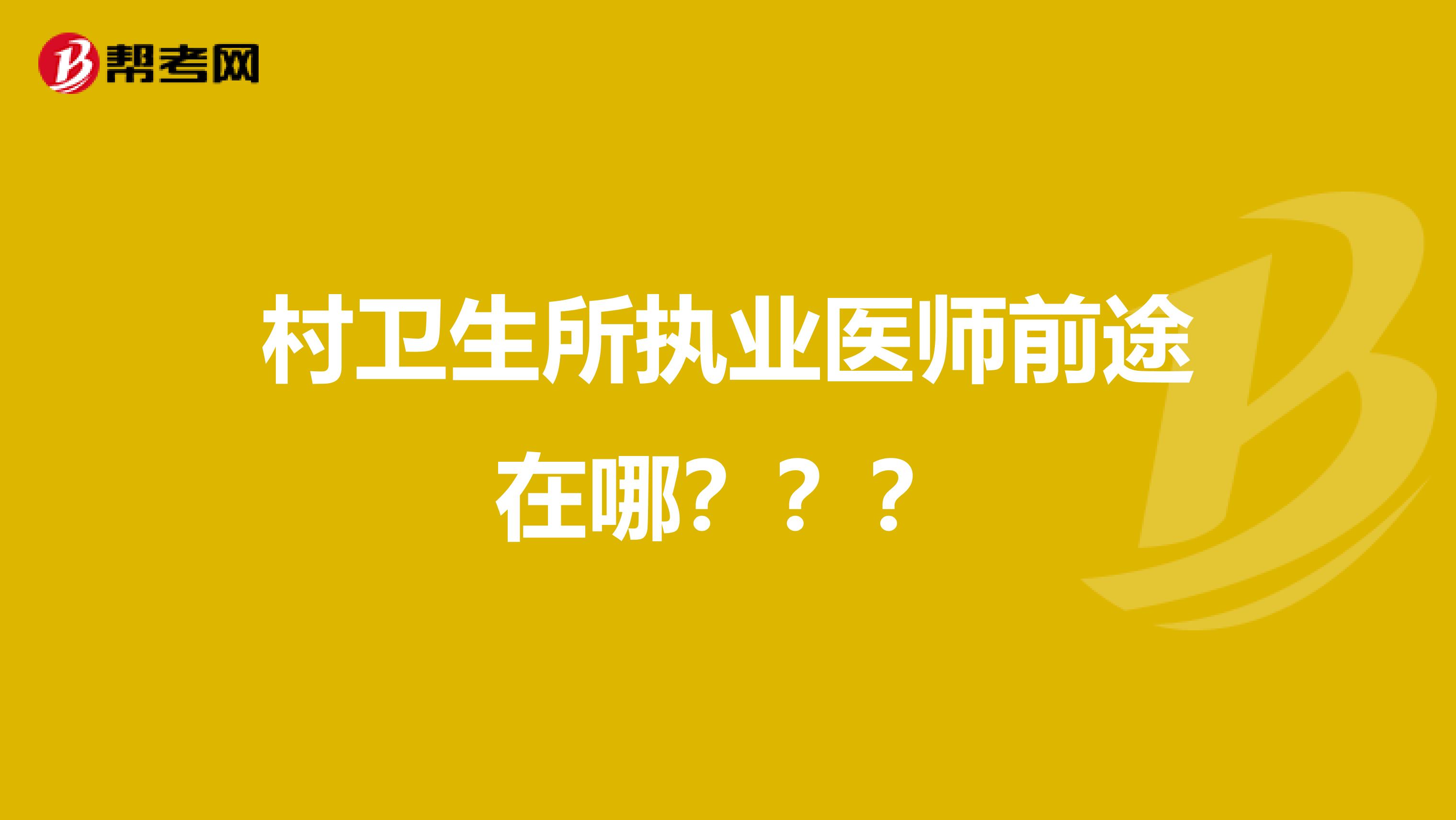 村卫生所执业医师前途在哪???