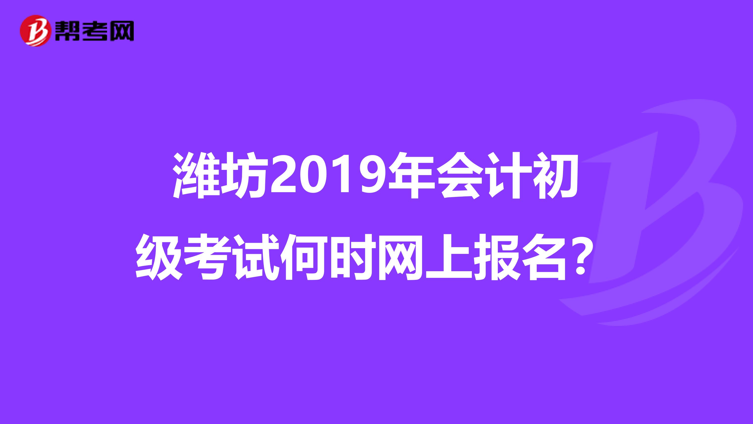 潍坊2019年会计初级考试何时网上报名？