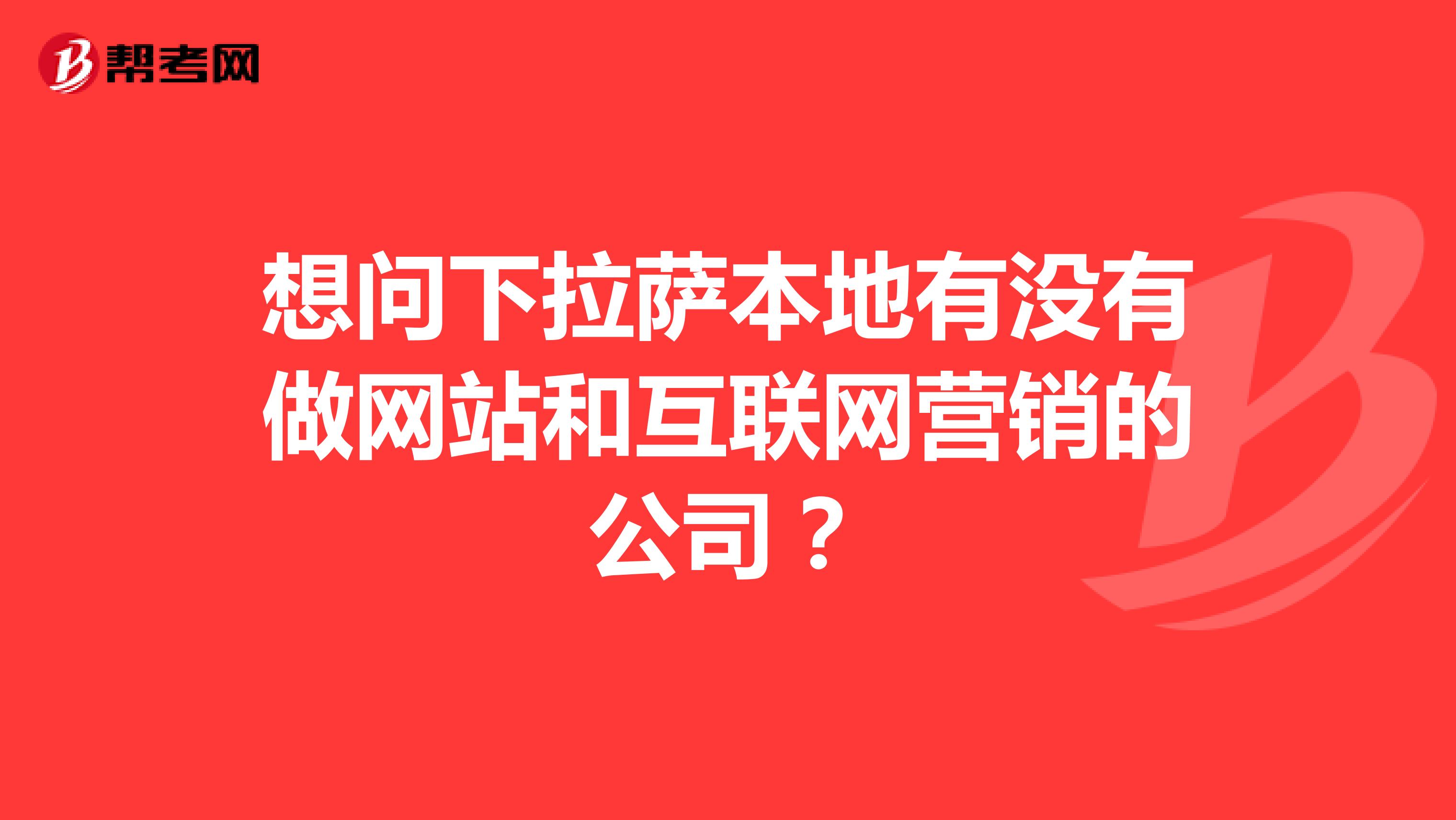 想问下拉萨本地有没有做网站和互联网营销的公司？