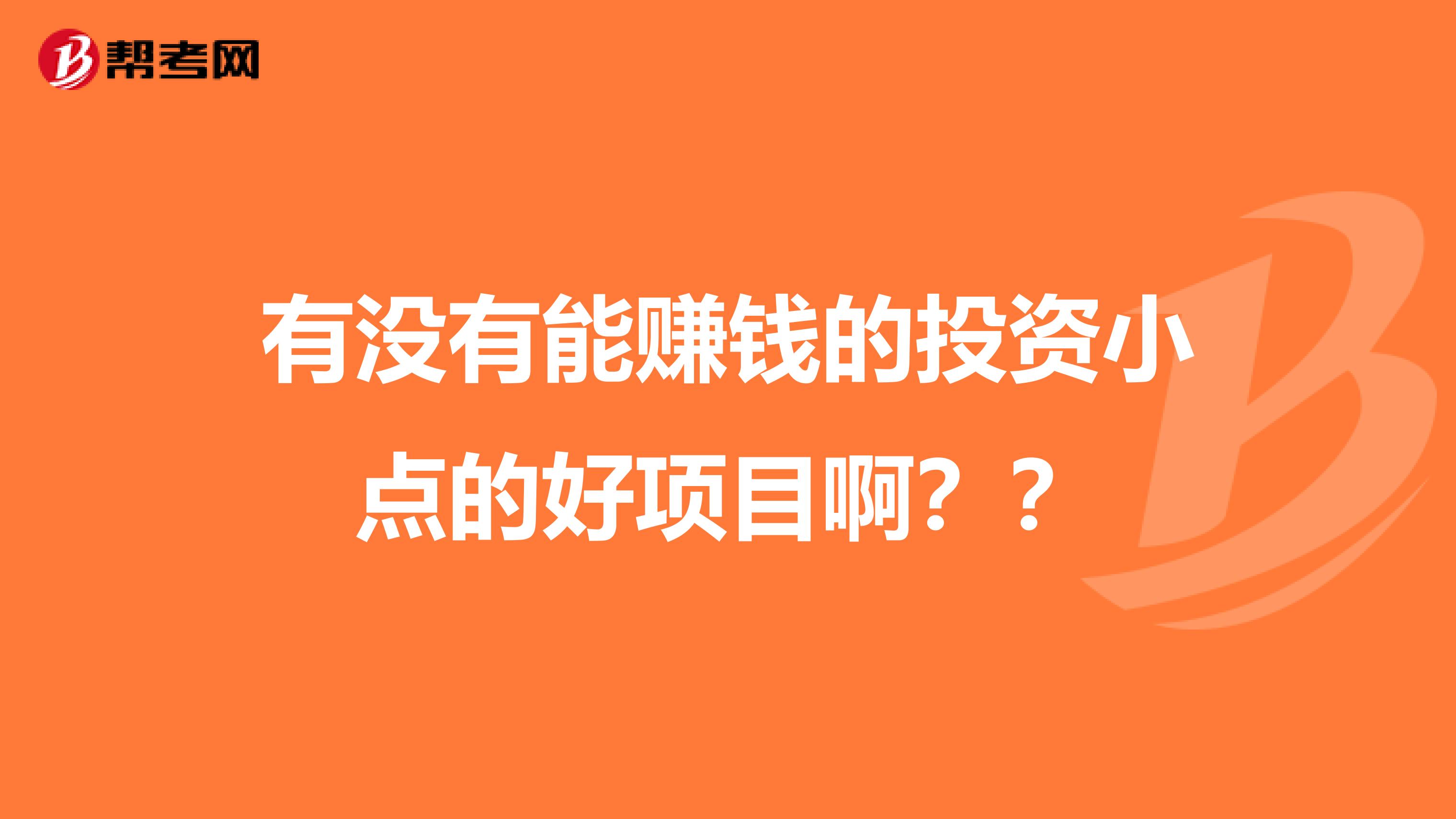 有没有能赚钱的投资小点的好项目啊??