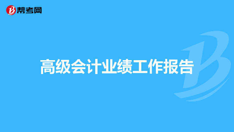 高级会计业绩工作报告