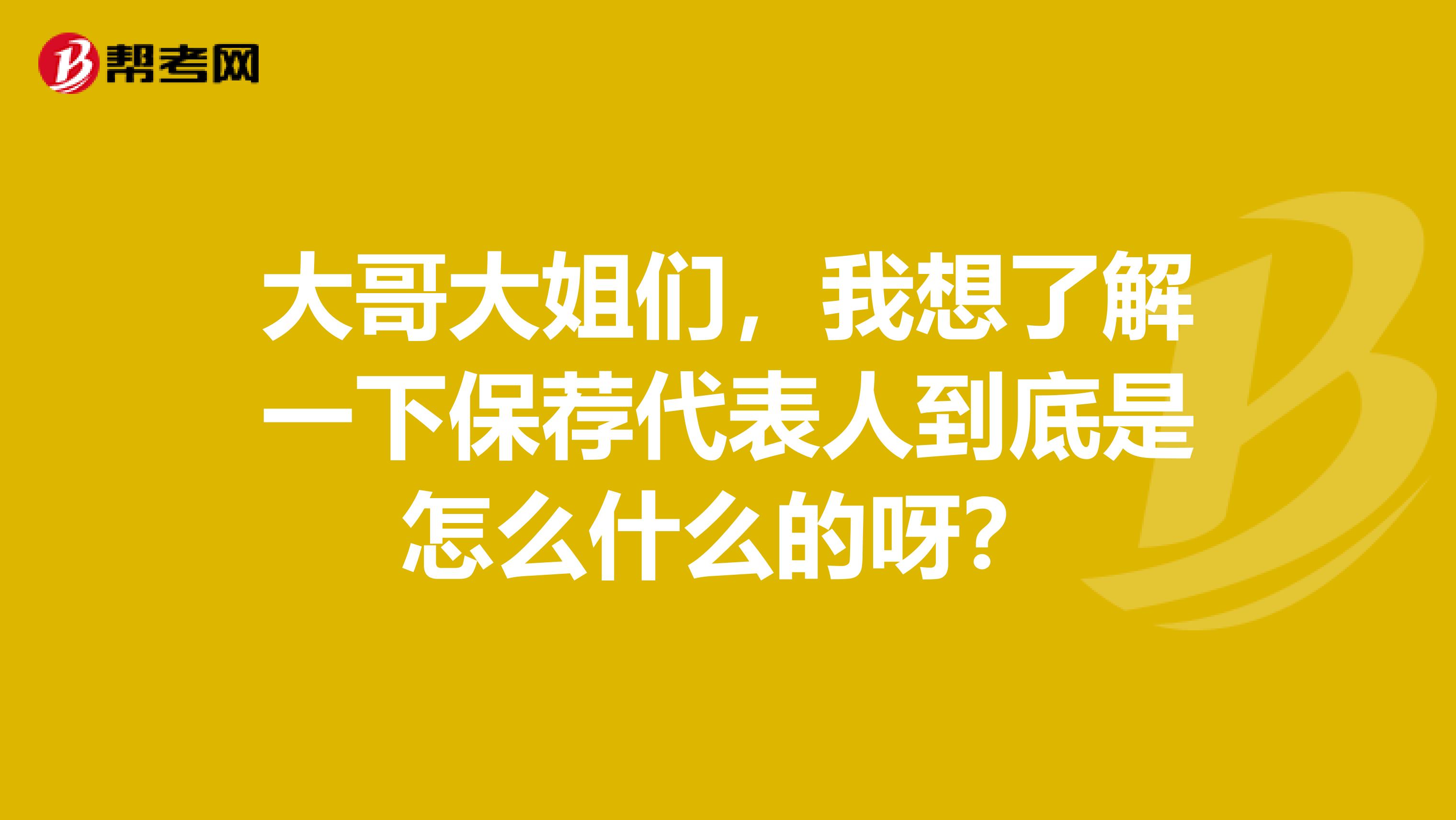 大哥大姐们,我想了解一下保荐代表人到底是怎么什么的呀?