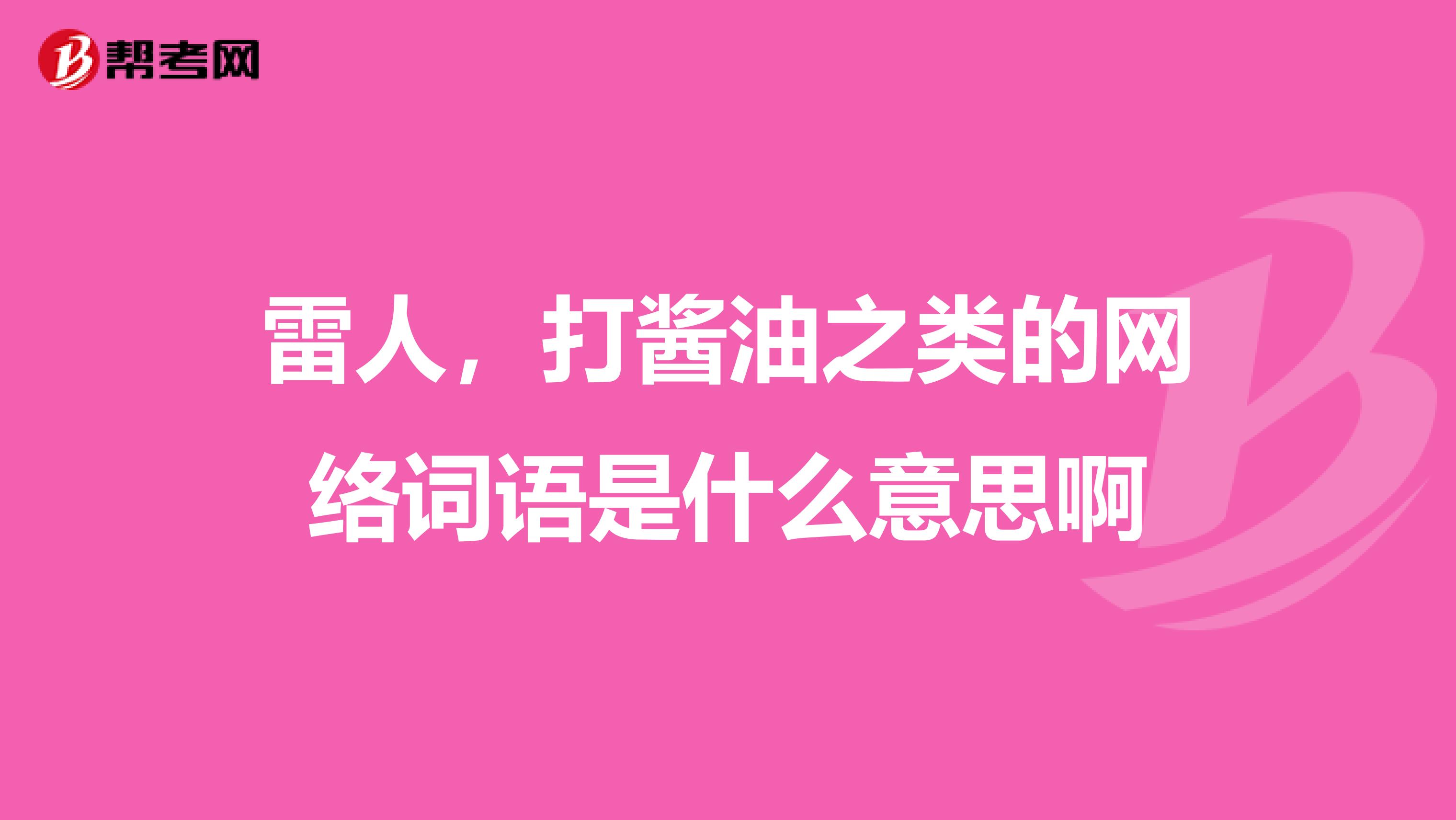 雷人,打酱油之类的网络词语是什么意思啊