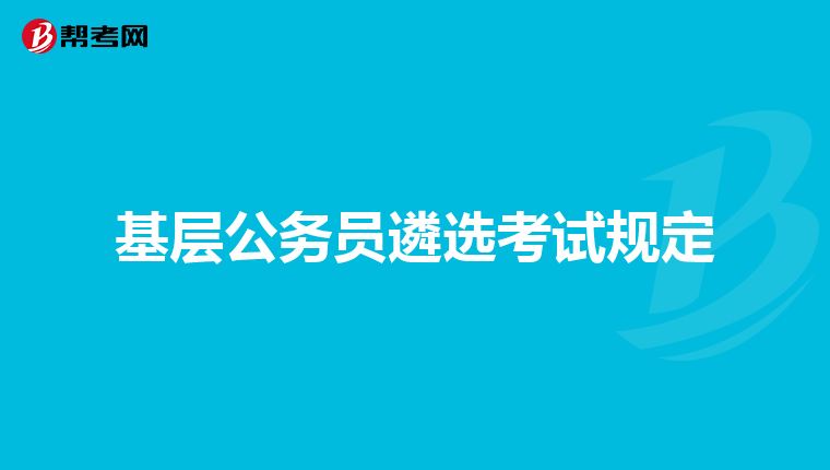 基层公务员遴选考试规定