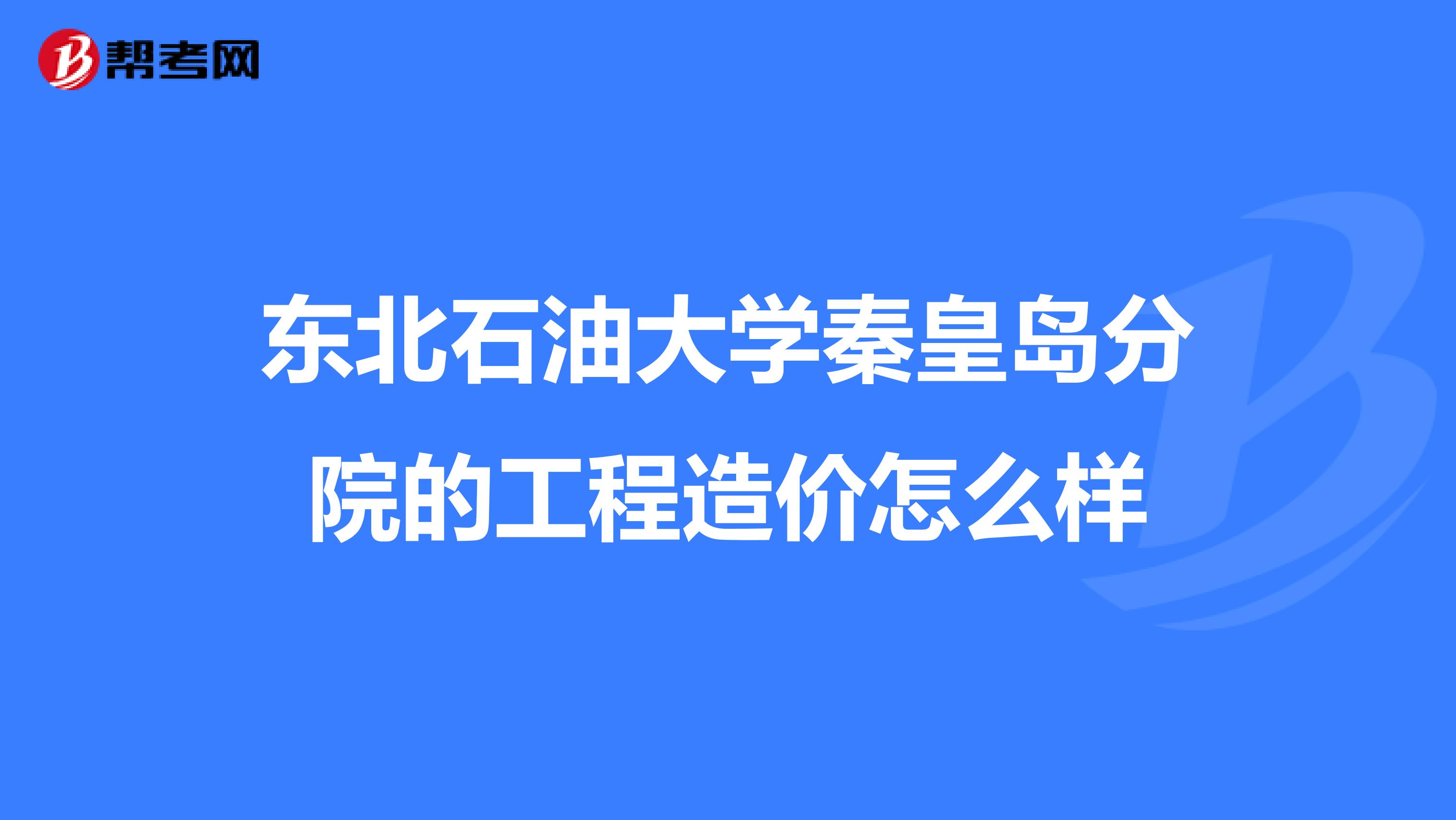 东北石油大学秦皇岛分院的工程造价怎么样