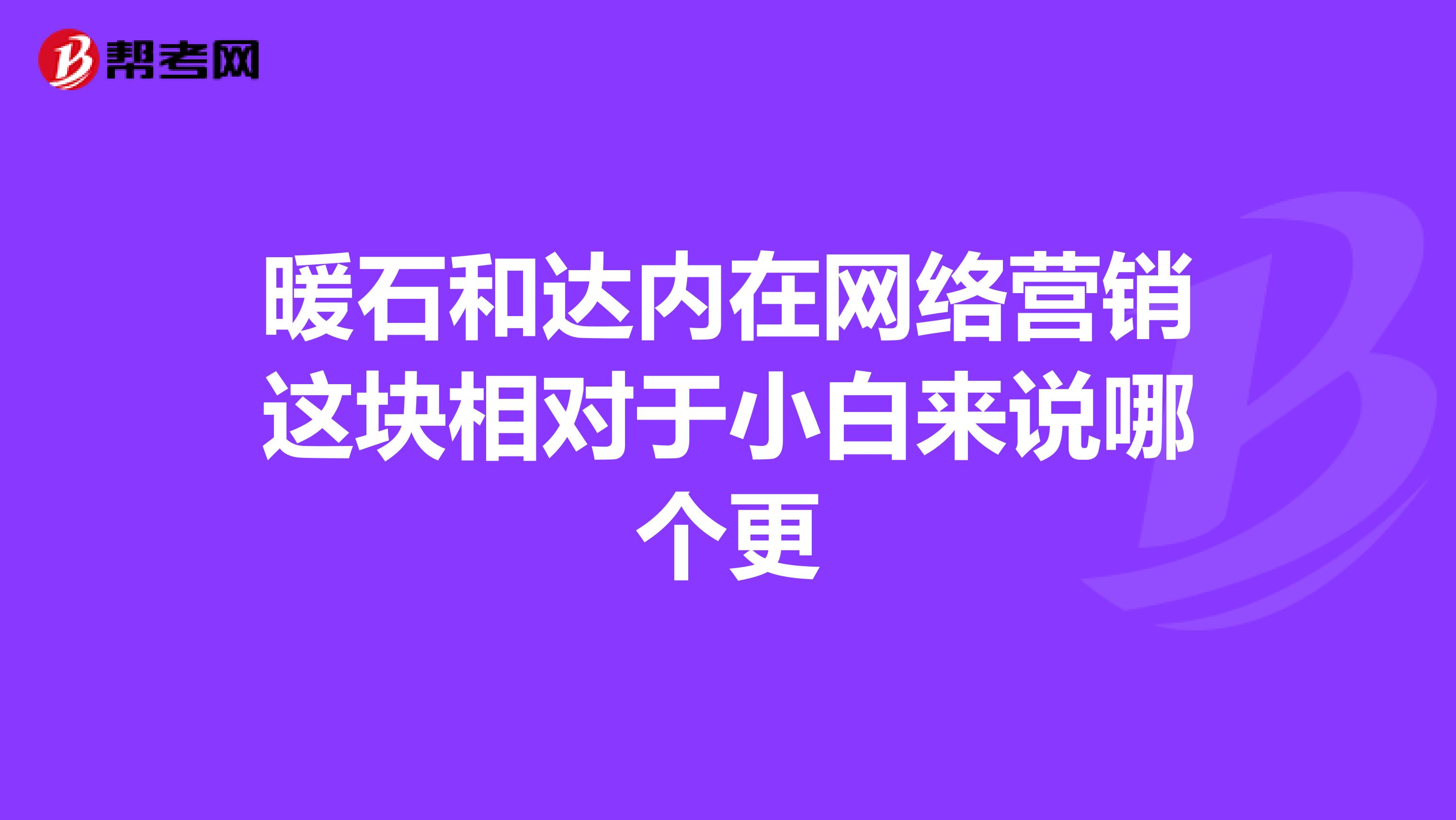 暖石和达内在网络营销这块相对于小白来说哪个更