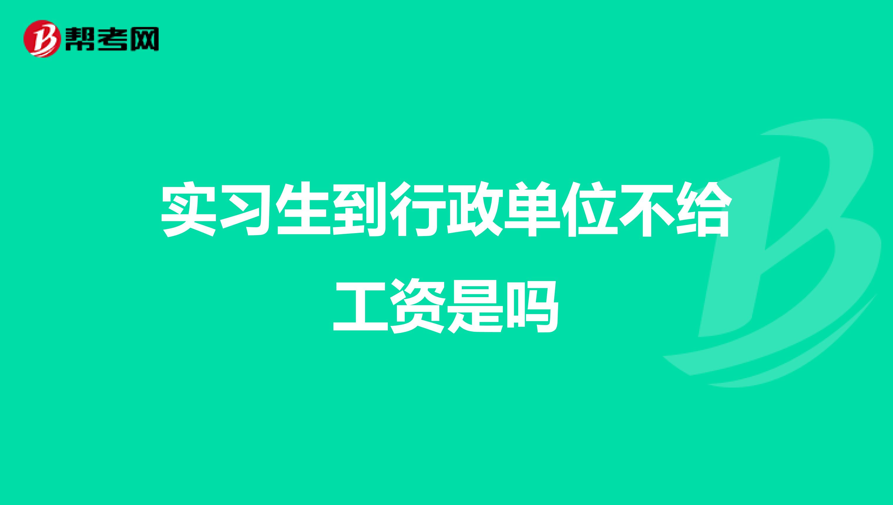 实习生到行政单位不给工资是吗