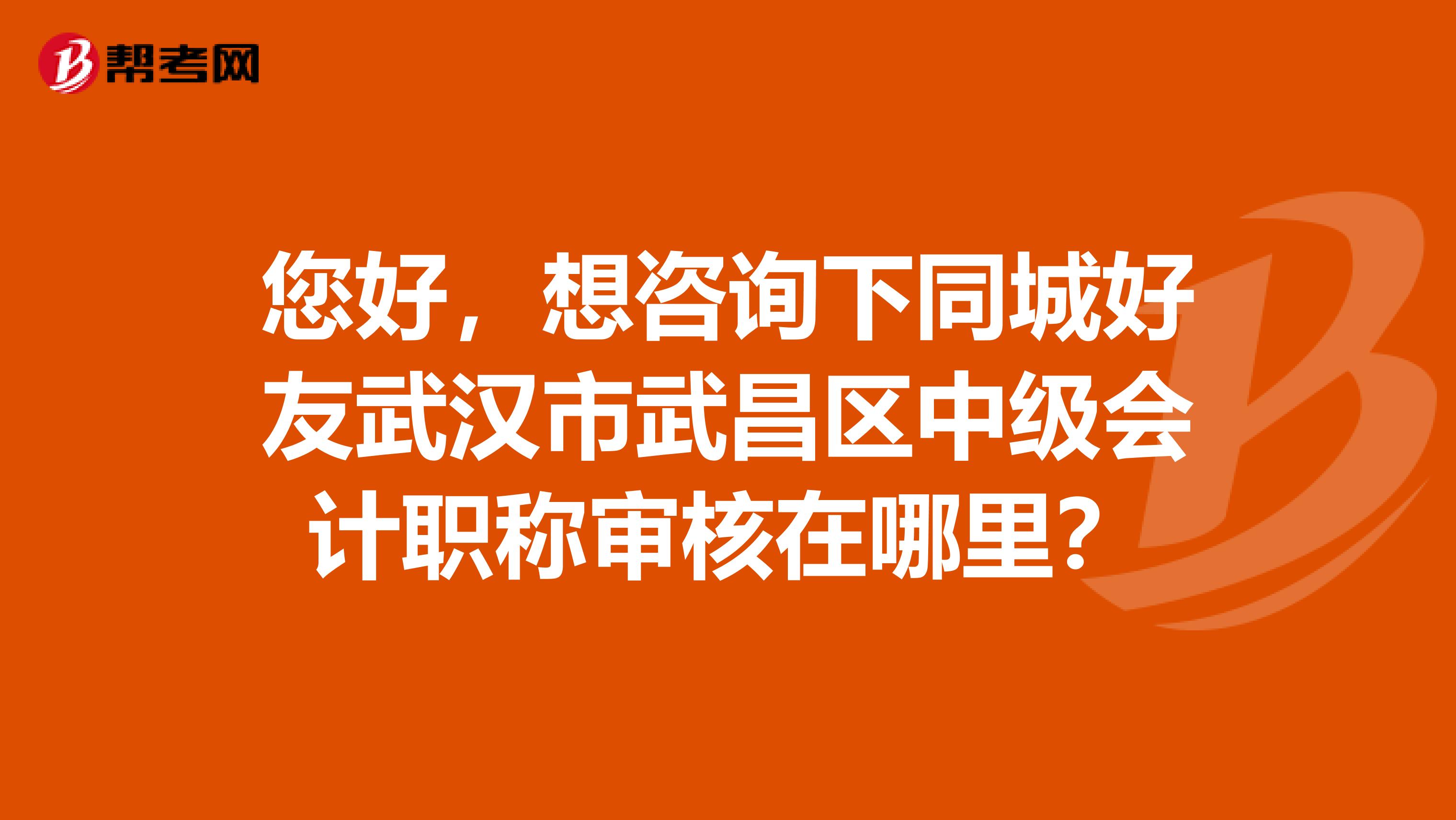 您好,想咨询下同城好友武汉市武昌区中级会计职称审核在哪里?