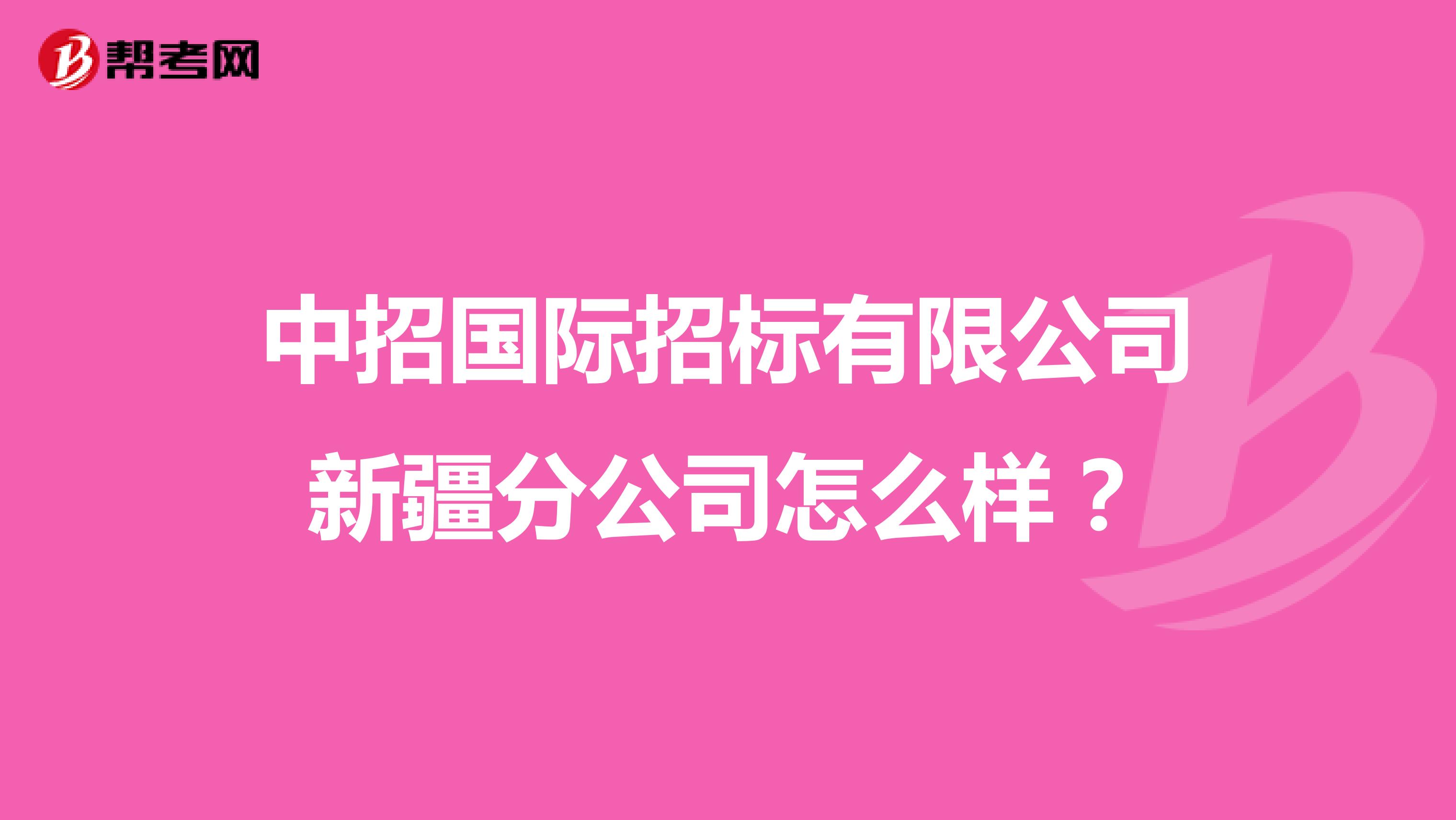 中招国际招标有限公司新疆分公司怎么样？