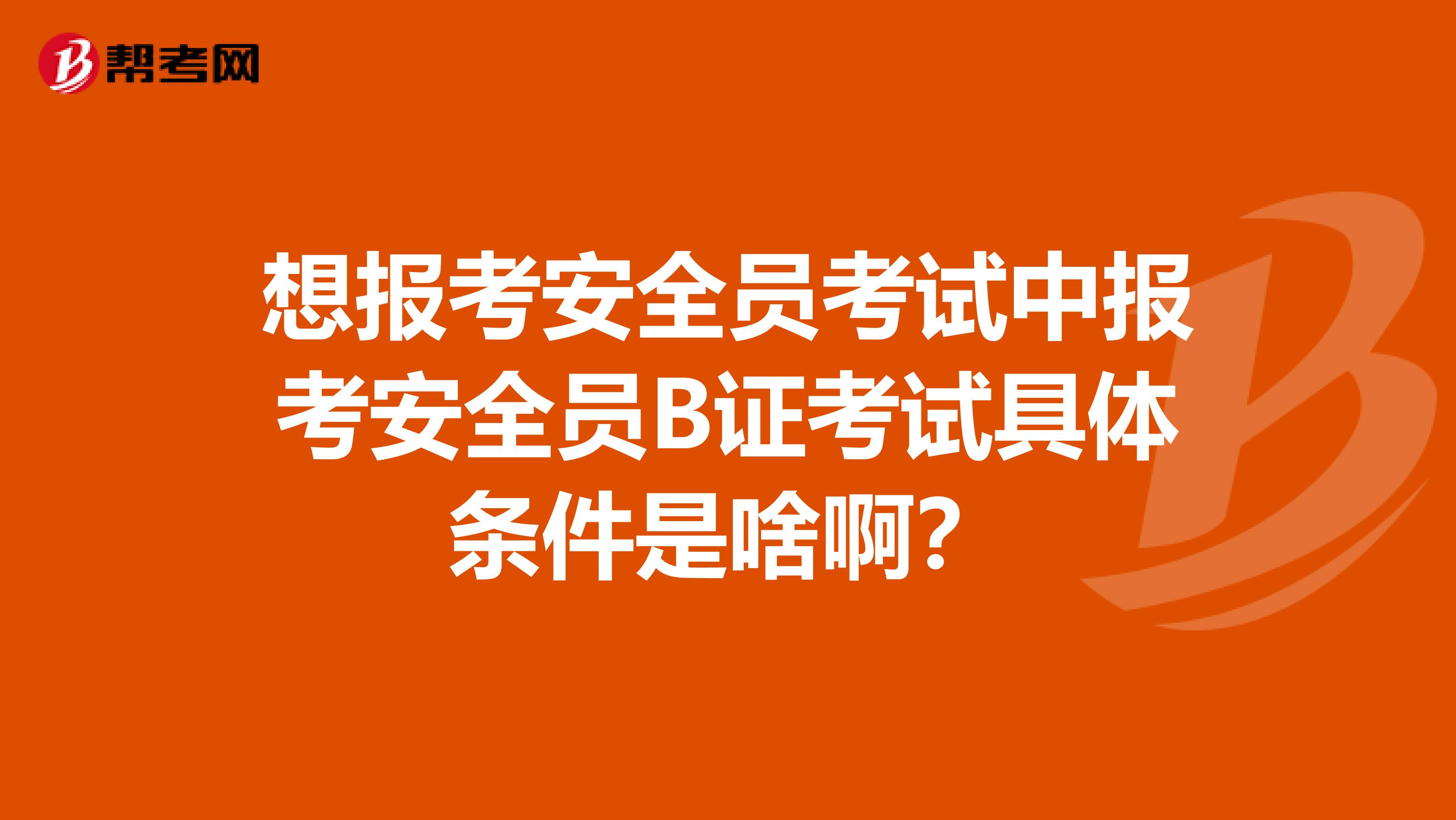 想报考安全员考试中报考安全员B证考试具体条件是啥啊？