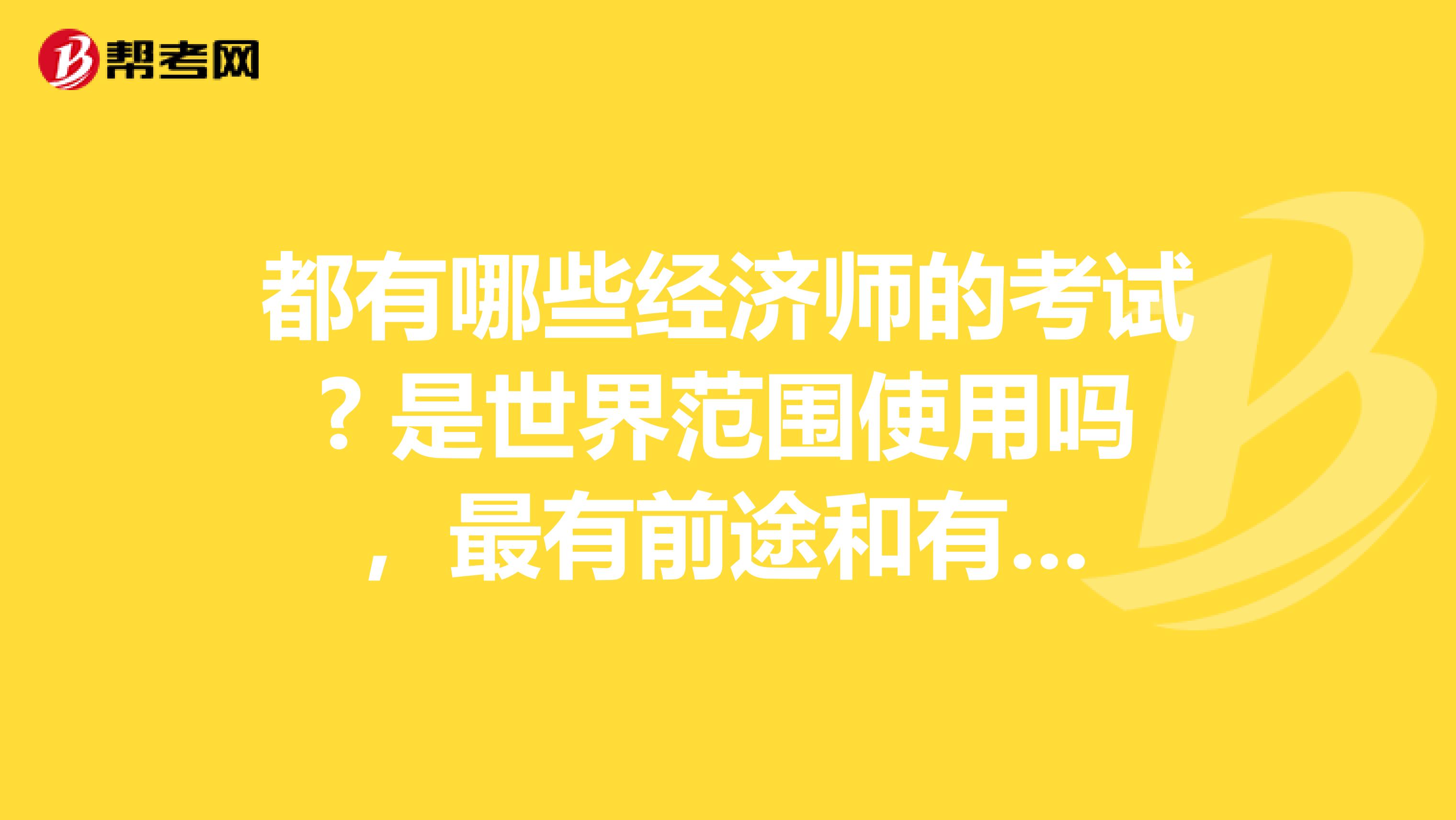 都有哪些经济师的考试? 是世界范围使用吗, 最有前途和有难的是那个? 谢谢