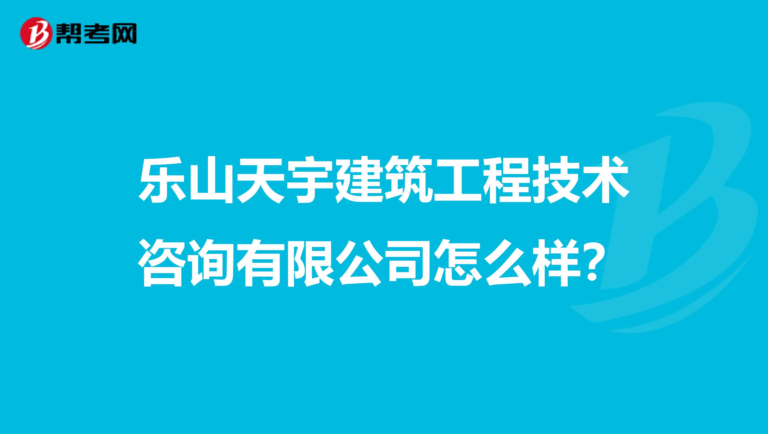 乐山天宇建筑工程技术咨询有限公司怎么样？