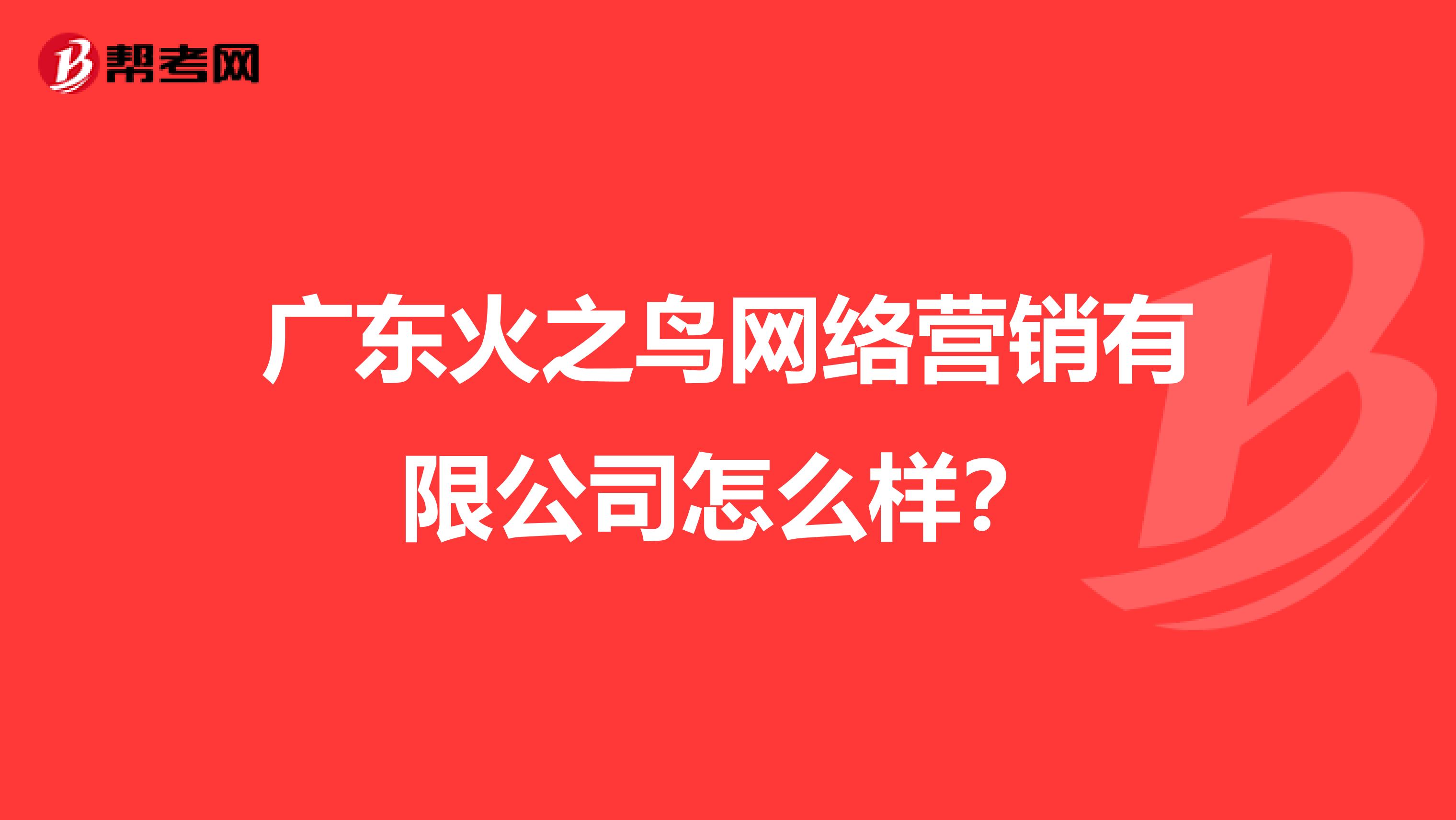广东火之鸟网络营销有限公司怎么样？