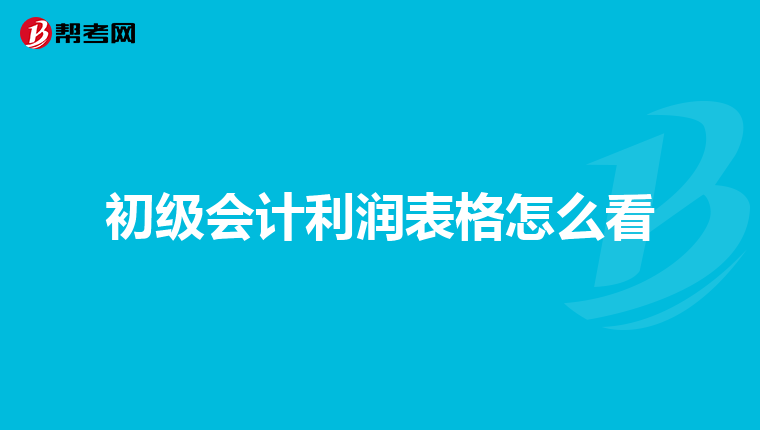 初级会计利润表格怎么看