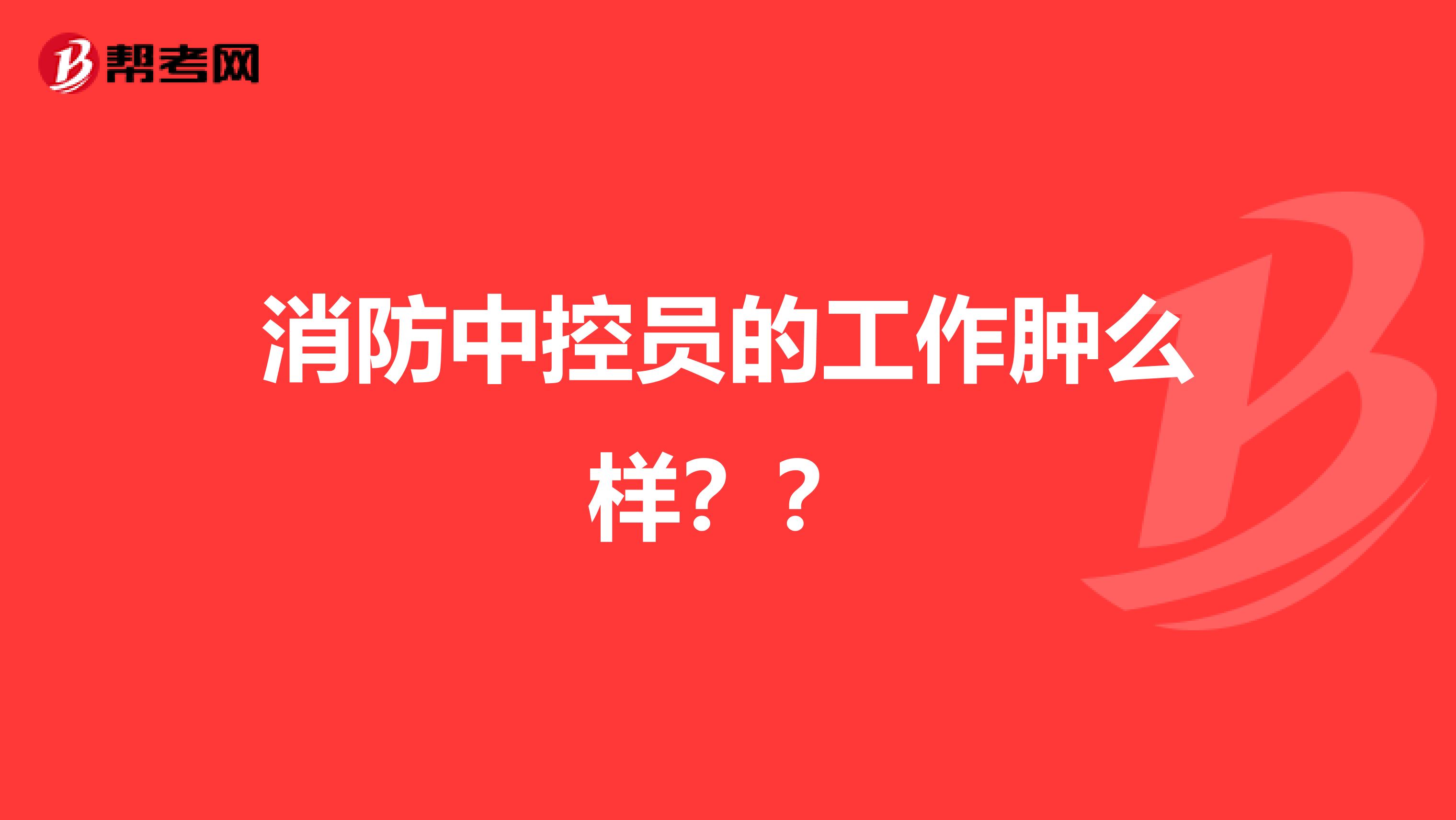 消防中控员的工作肿么样？？