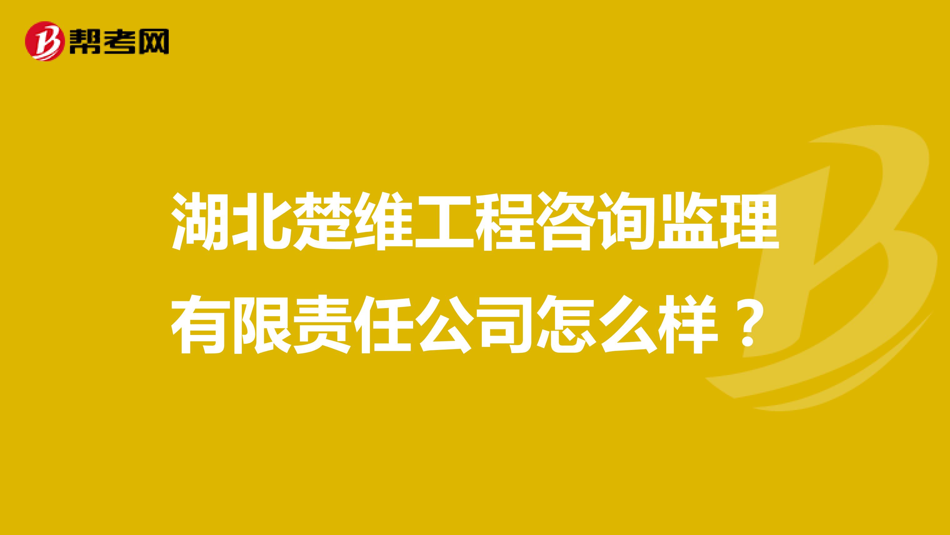 湖北楚维工程咨询监理有限责任公司怎么样?