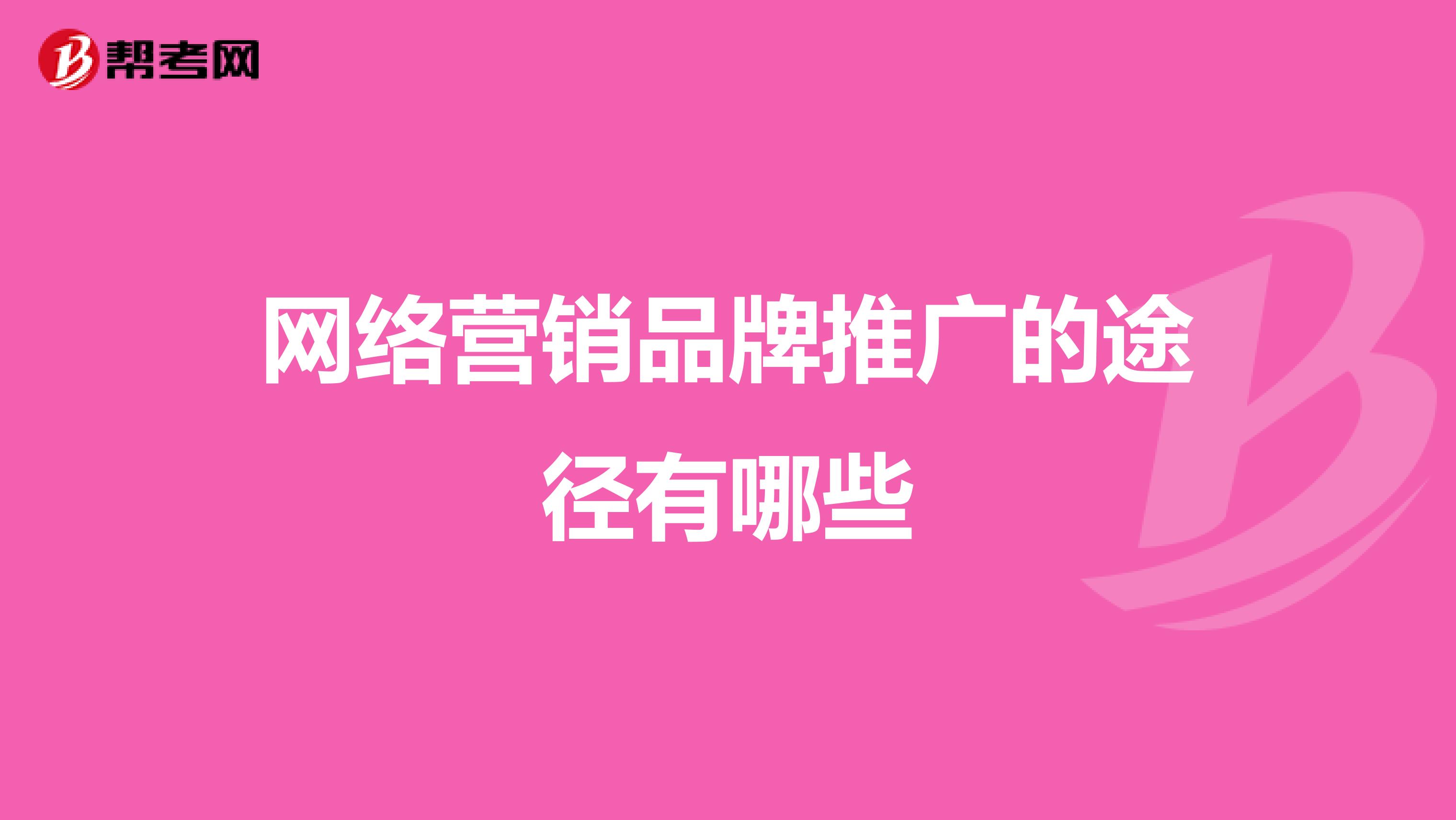 网络营销品牌推广的途径有哪些