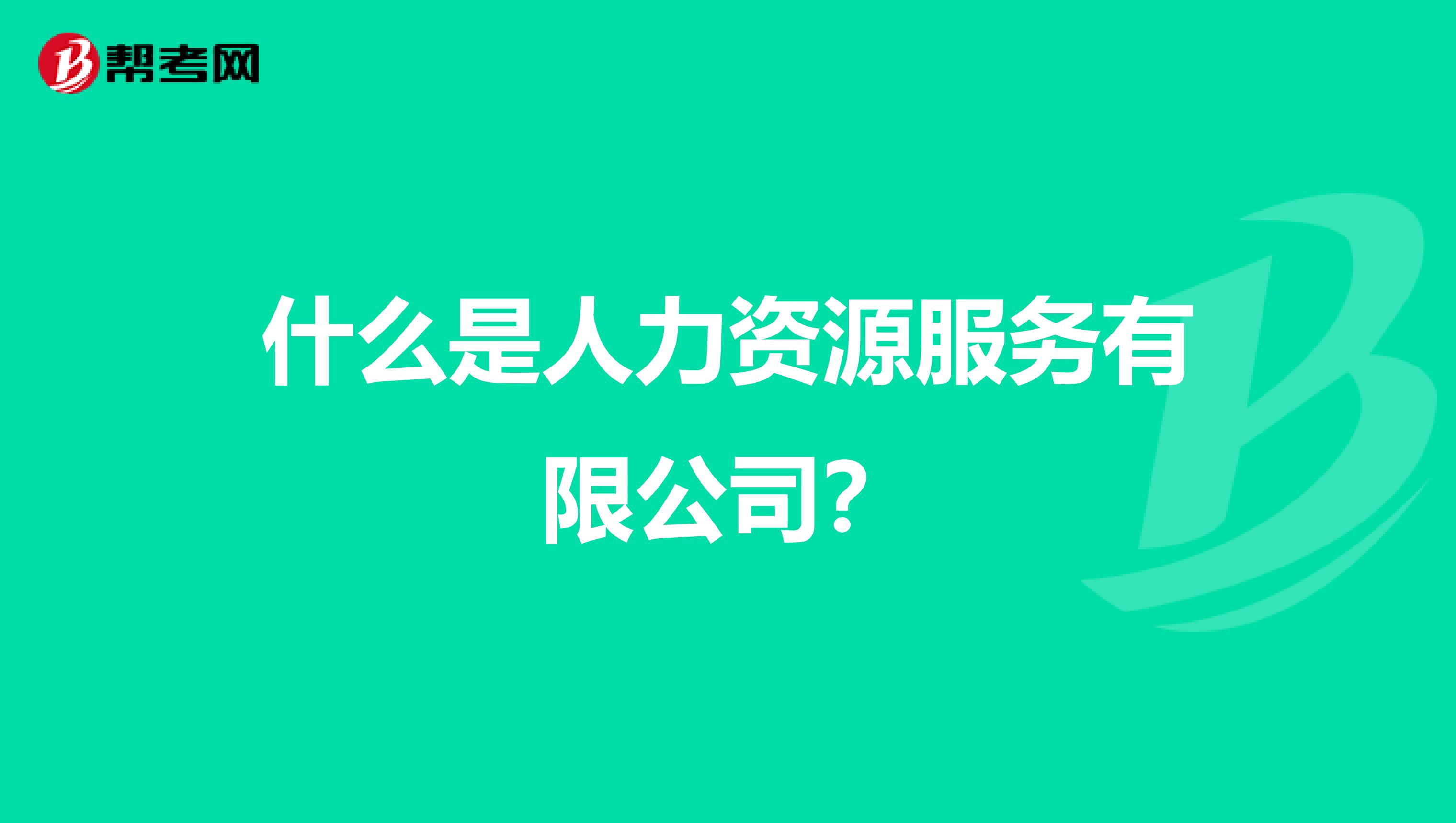 什么是人力资源服务有限公司?