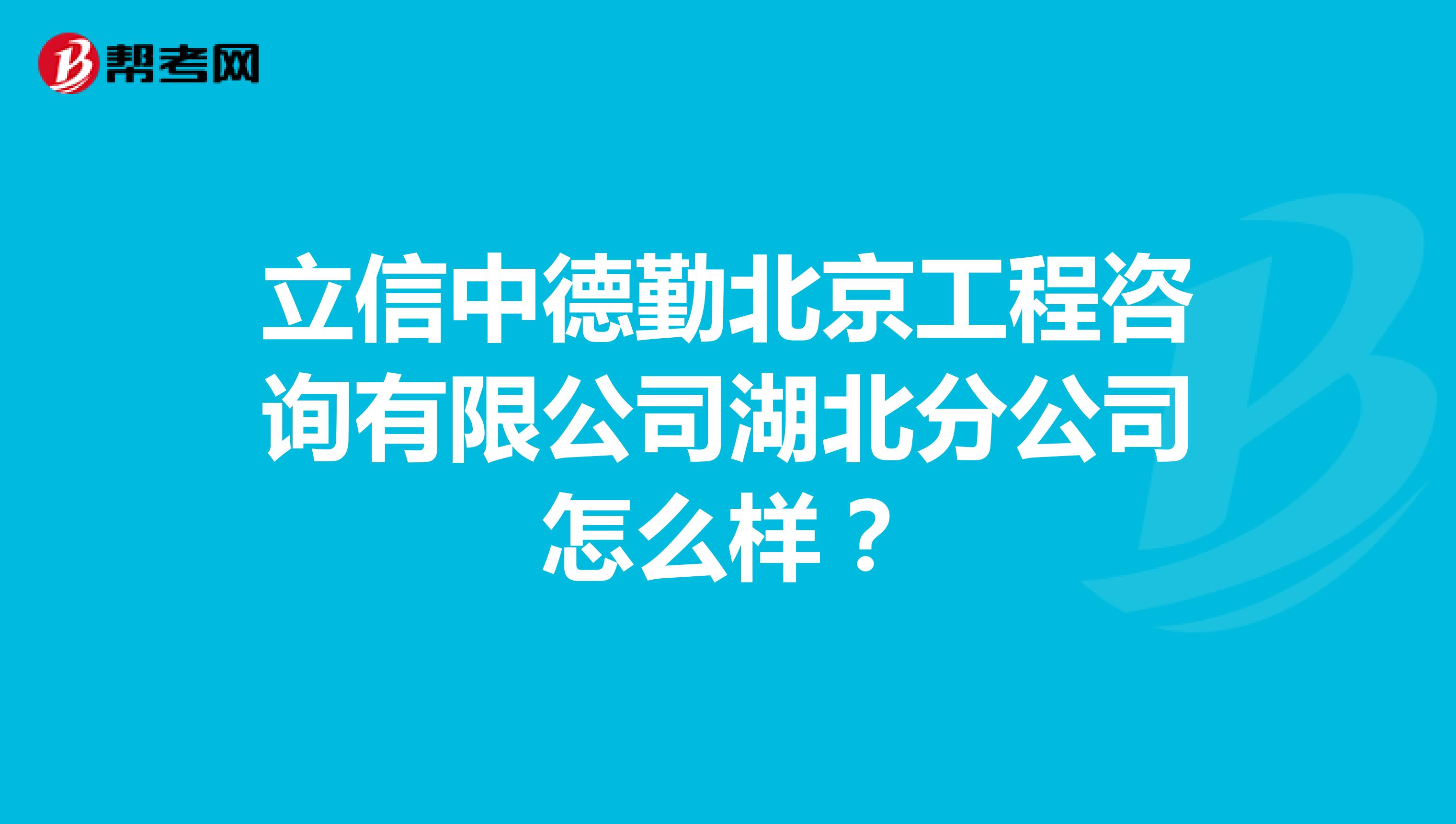 立信中德勤北京工程咨询有限公司湖北分公司怎么样?