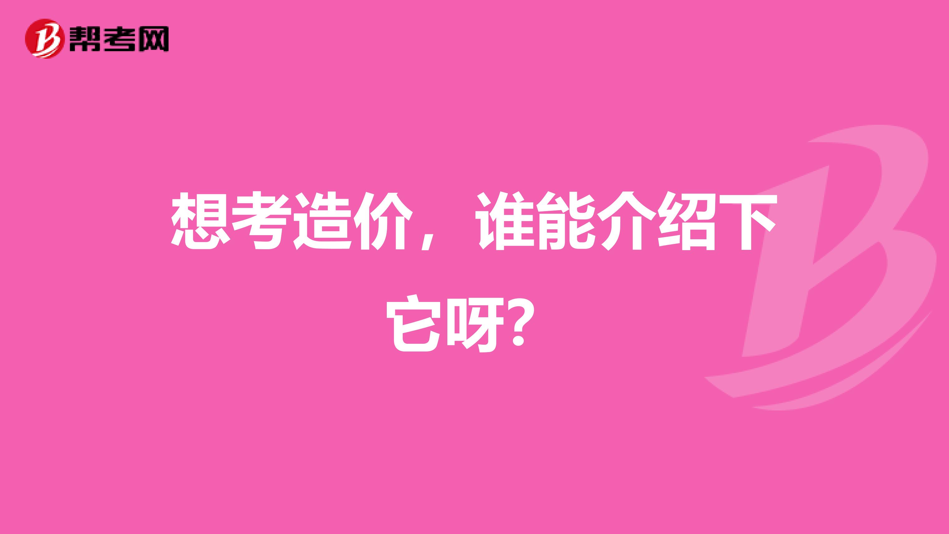 想考造价，谁能介绍下它呀？