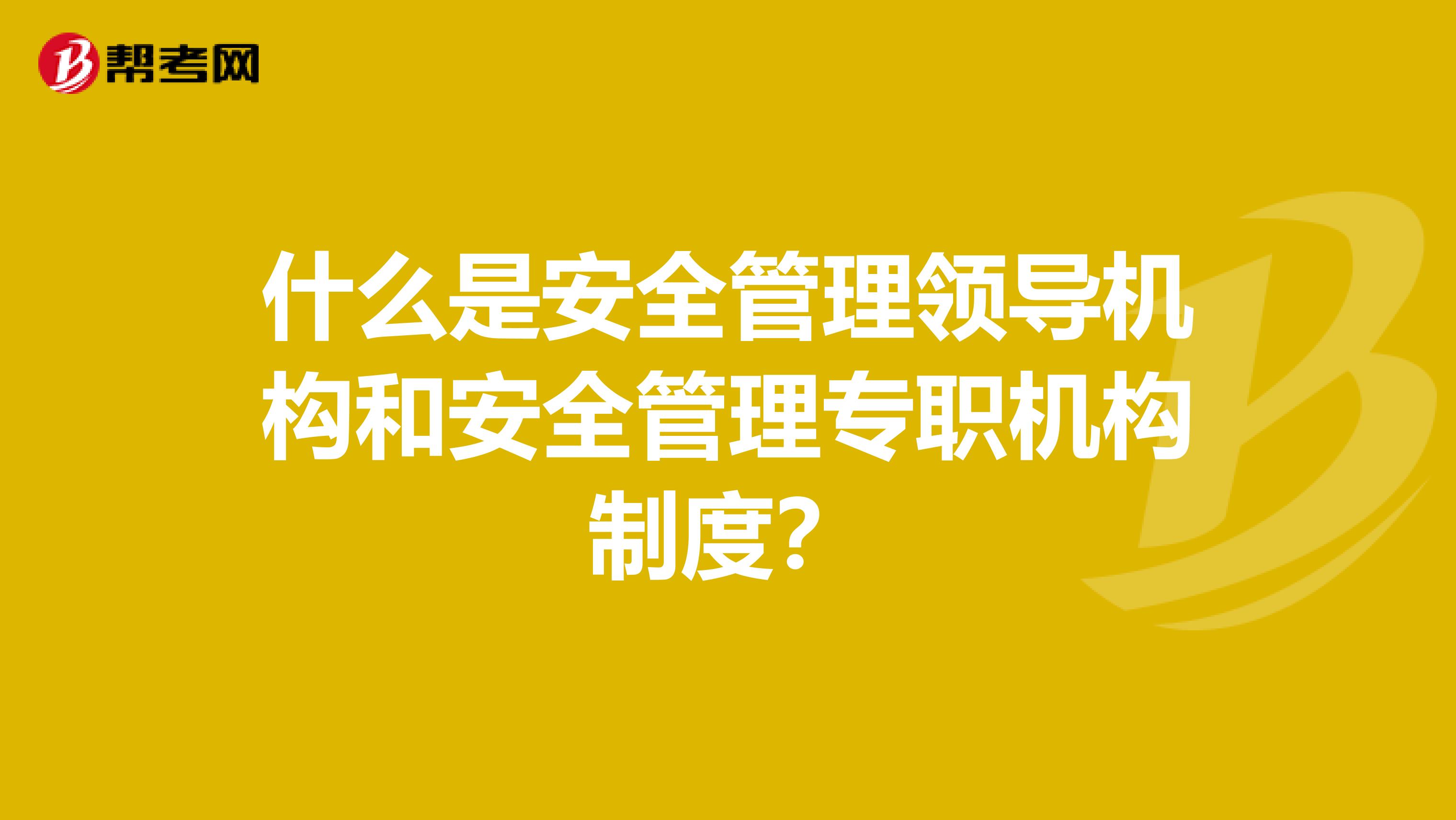 什么是安全管理领导机构和安全管理专职机构制度？