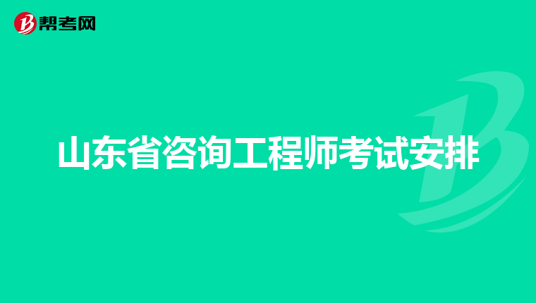 山东省咨询工程师考试安排