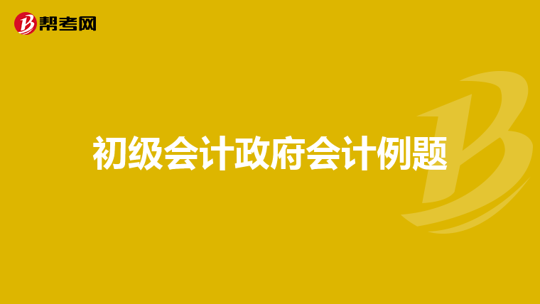 初级会计政府会计例题