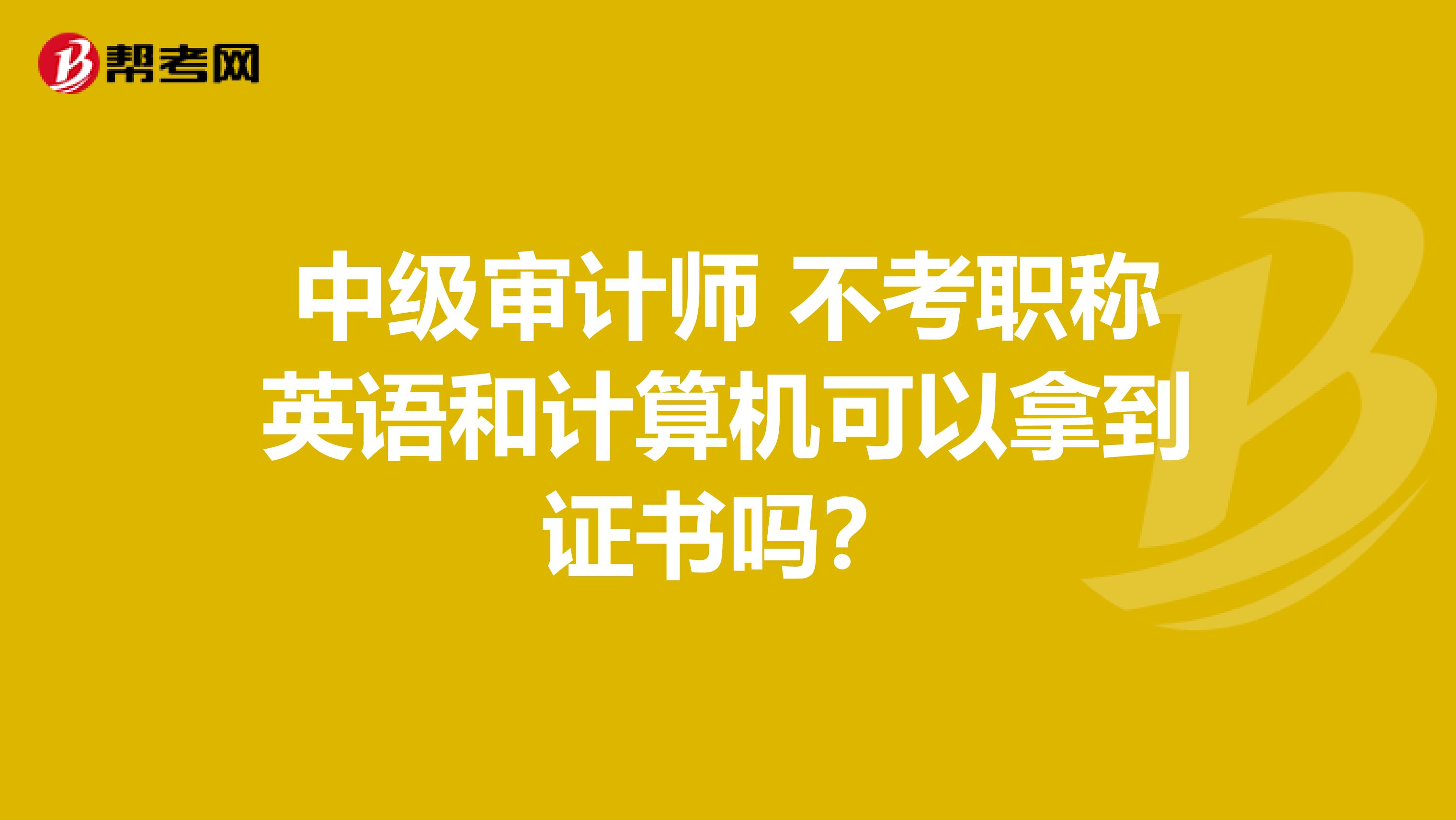 中级审计师 不考职称英语和计算机可以拿到证书吗？