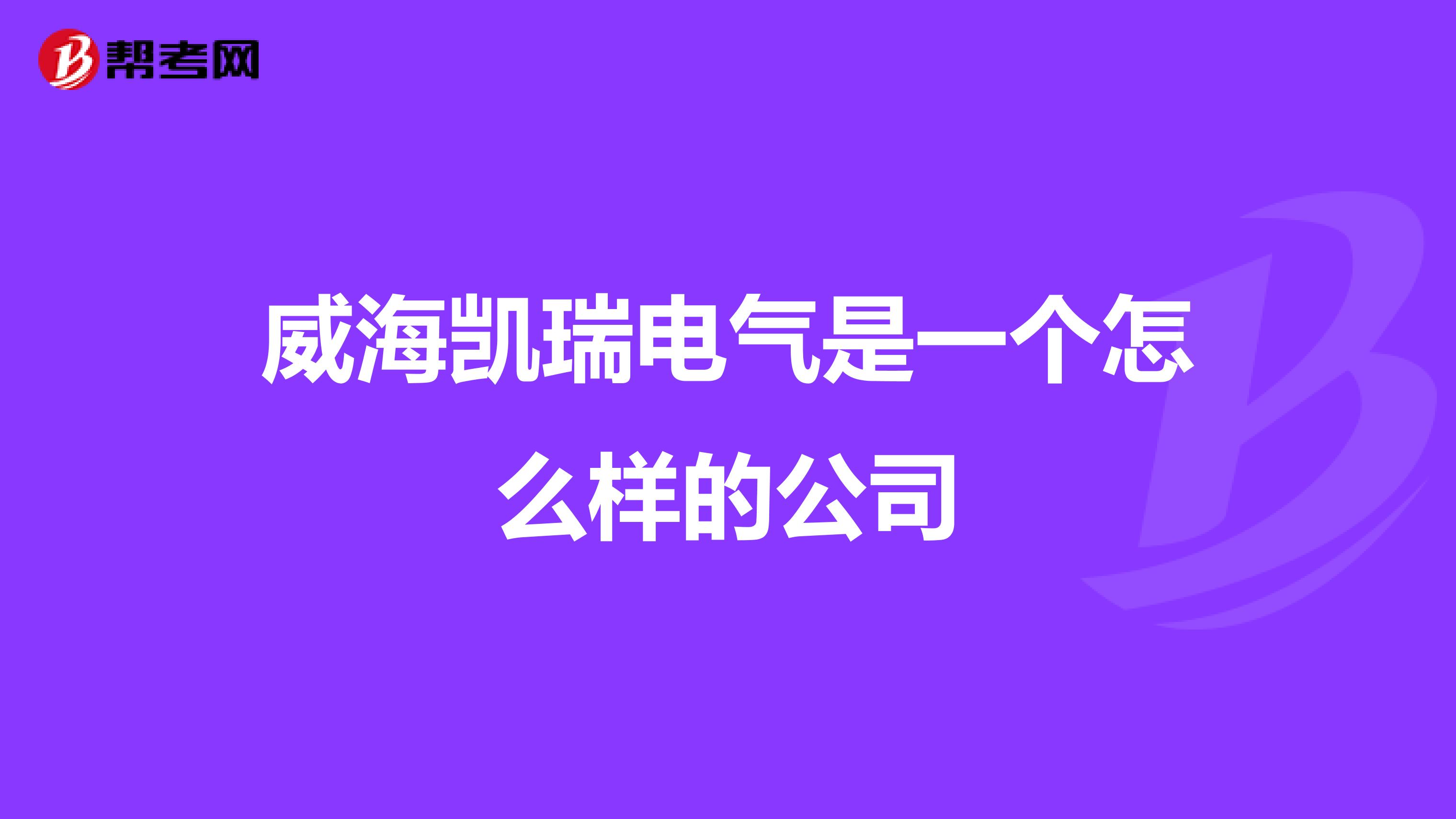 威海凯瑞电气是一个怎么样的公司