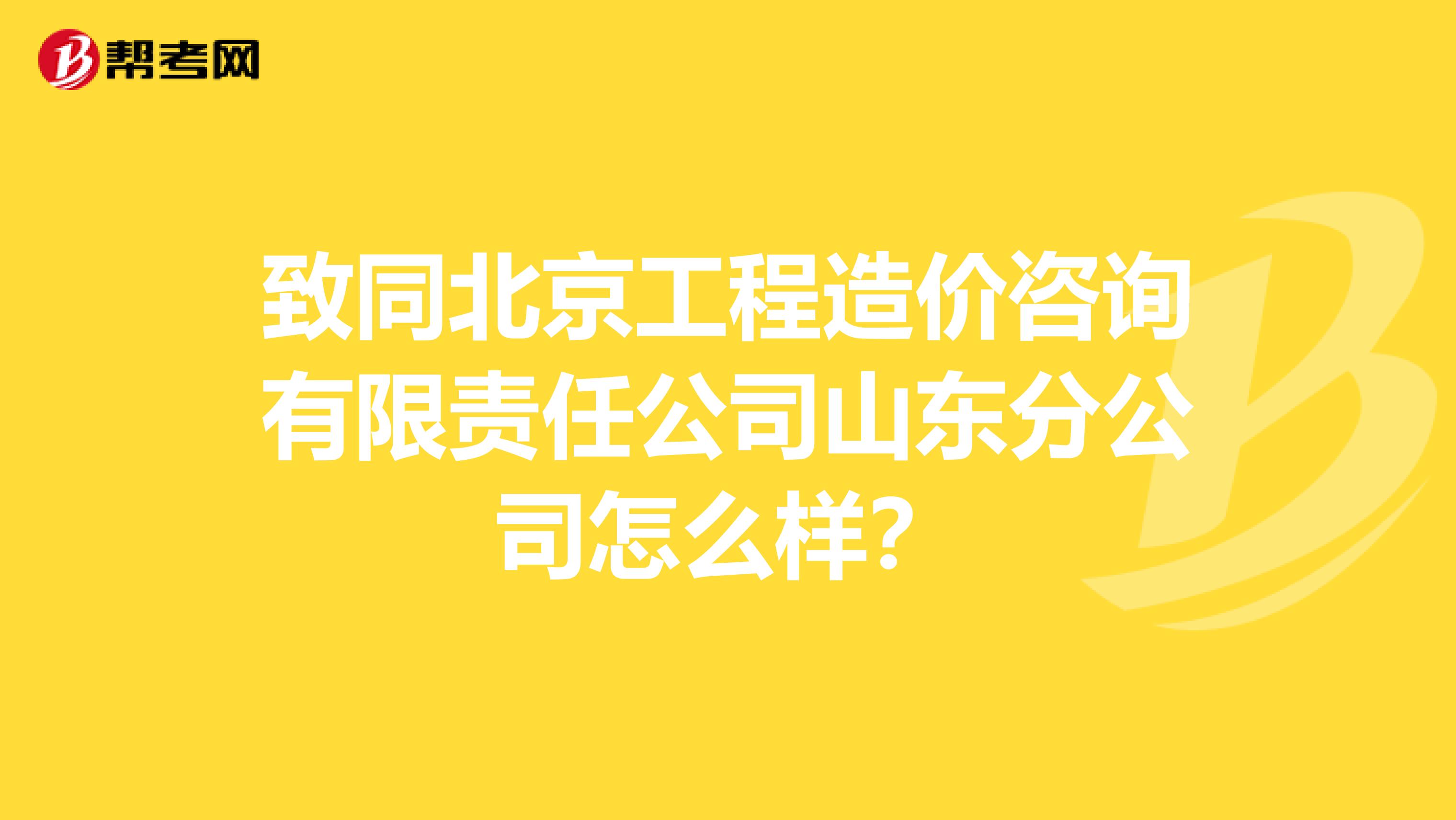 致同北京工程造价咨询有限责任公司山东分公司怎么样？