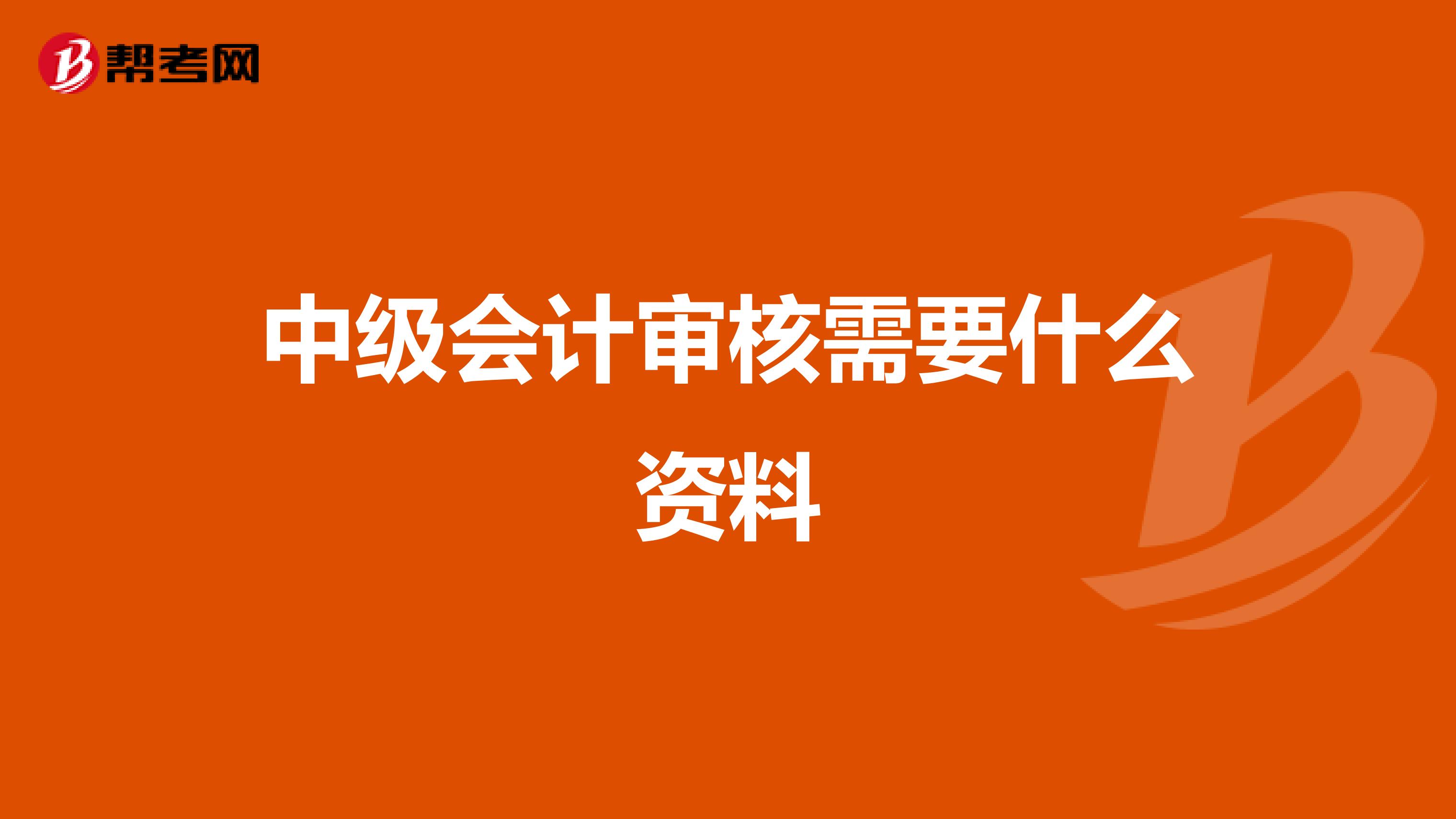 中级会计审核需要什么资料