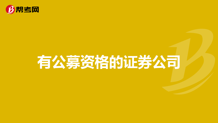 有公募资格的证券公司