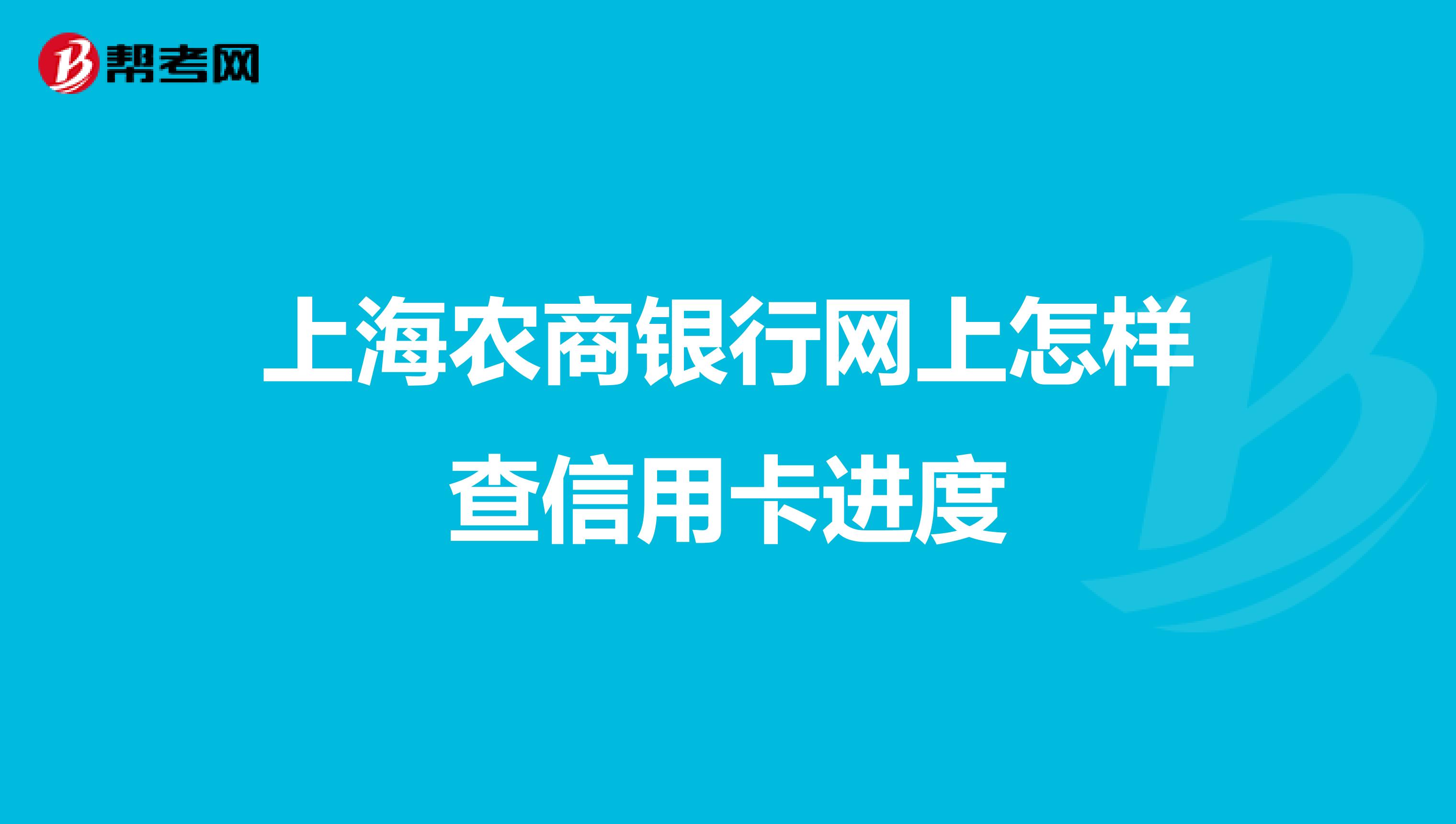 上海农商银行网上怎样查信用卡进度