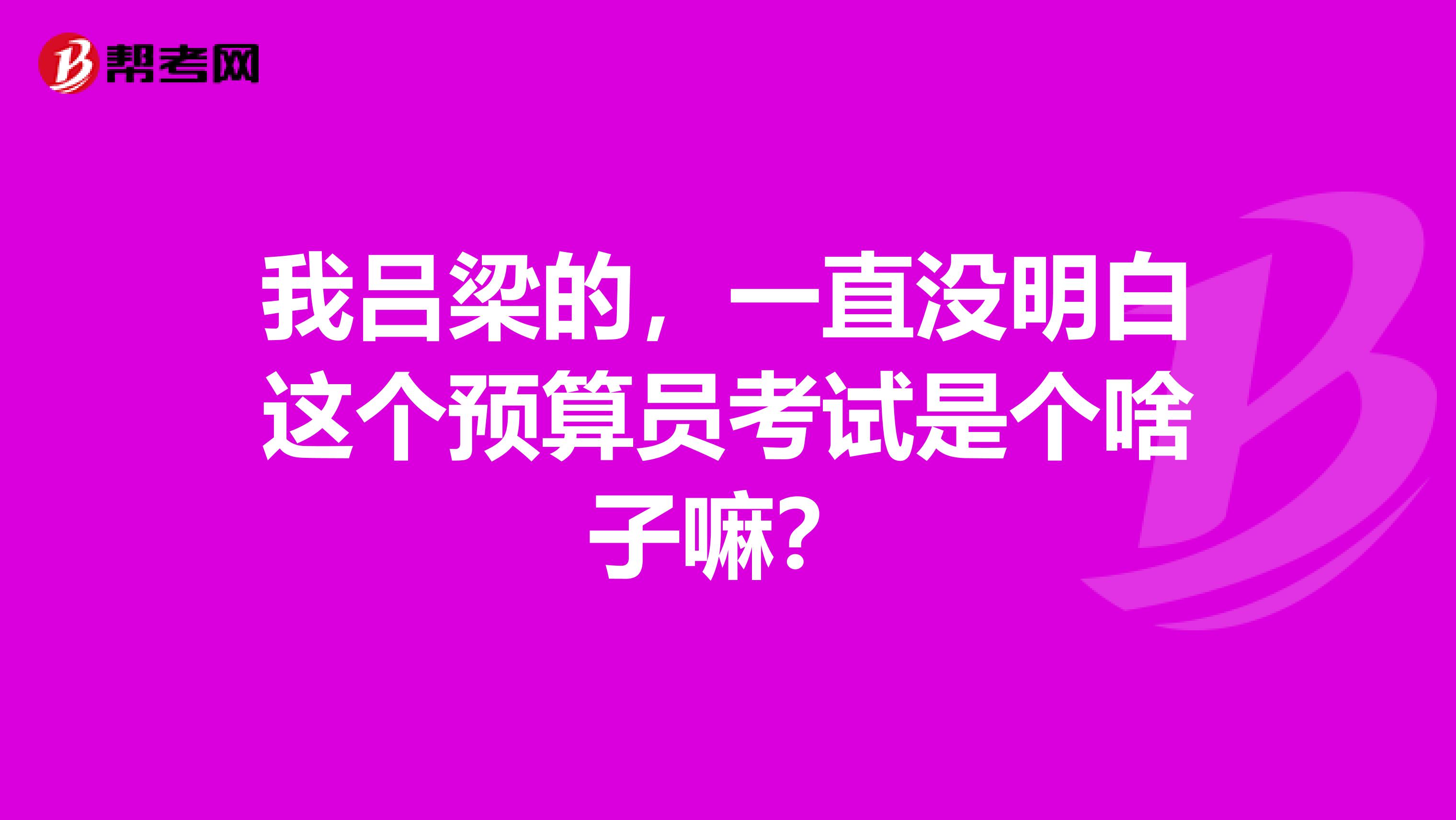 我吕梁的，一直没明白这个预算员考试是个啥子嘛？