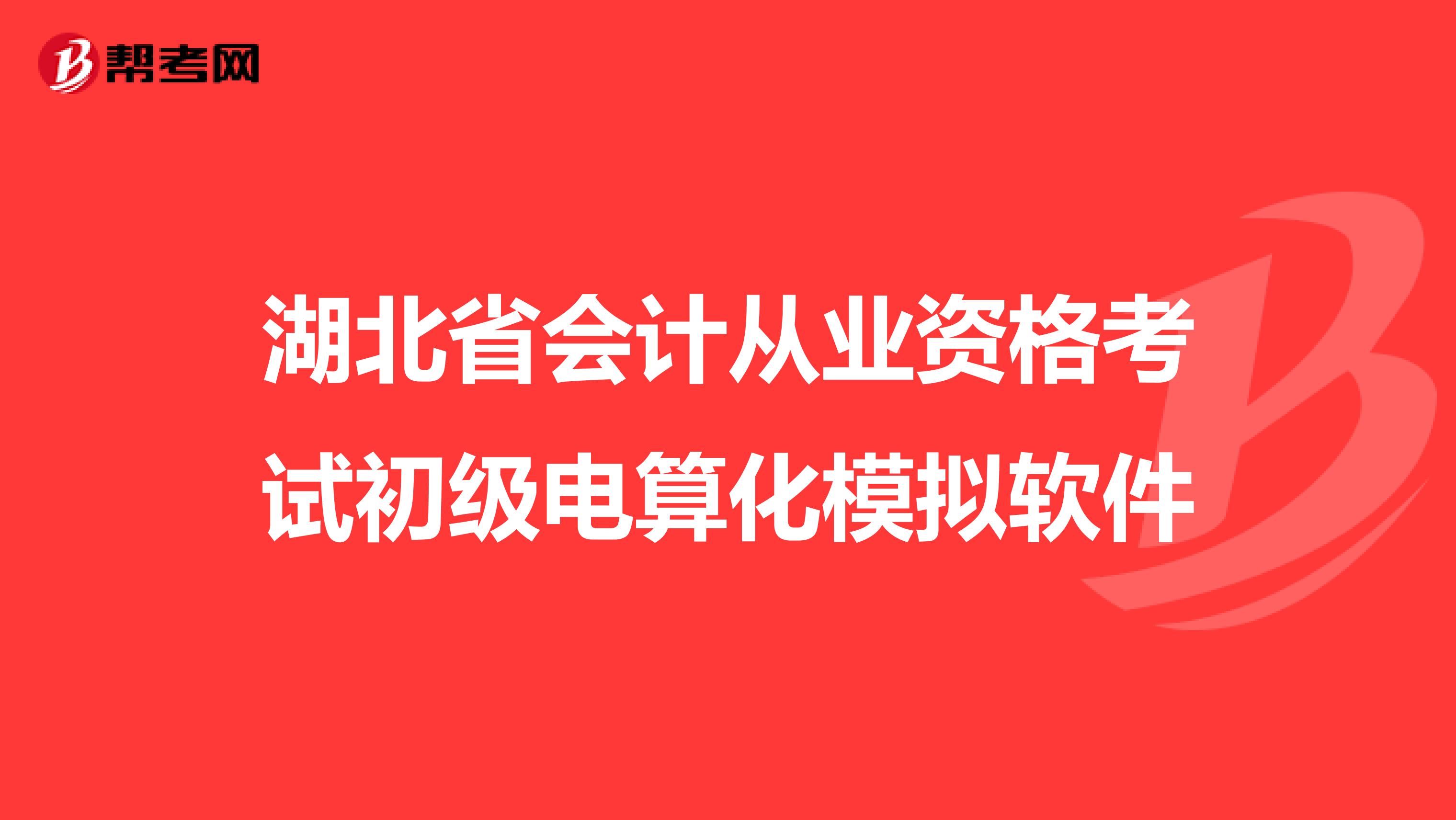 湖北省會(huì)計(jì)從業(yè)資格考試初級(jí)電算化模擬軟件