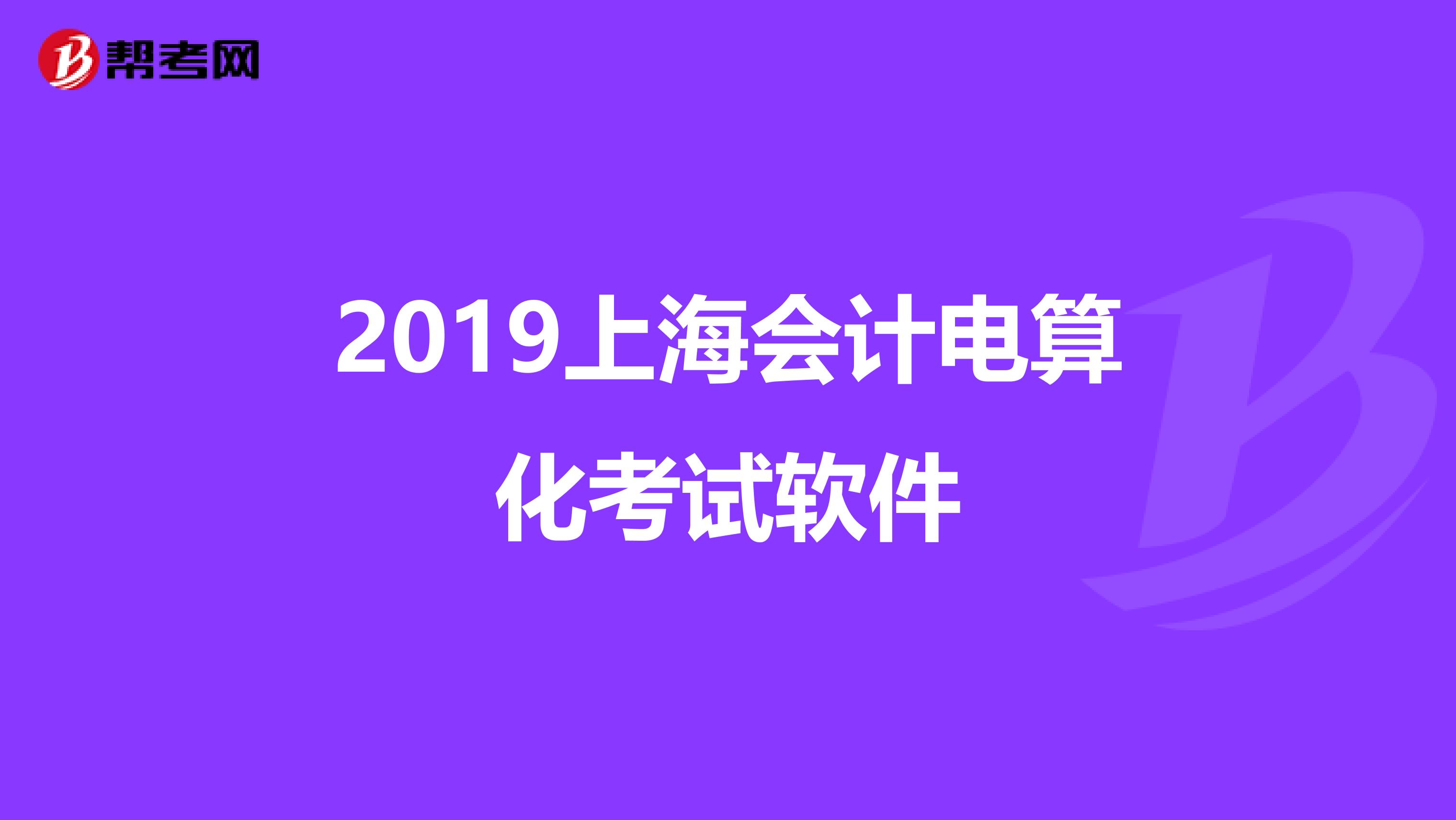 2019上海会计电算化考试软件