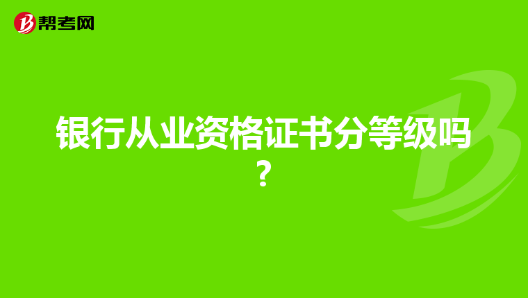 银行从业资格证书分等级吗?