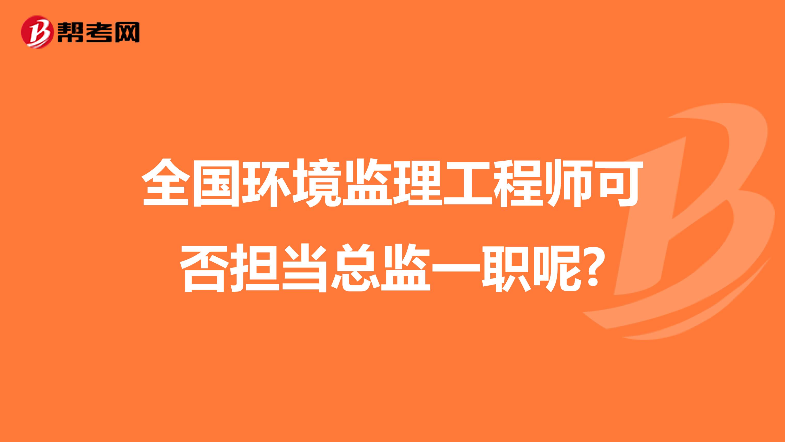 全国环境监理工程师可否担当总监一职呢?