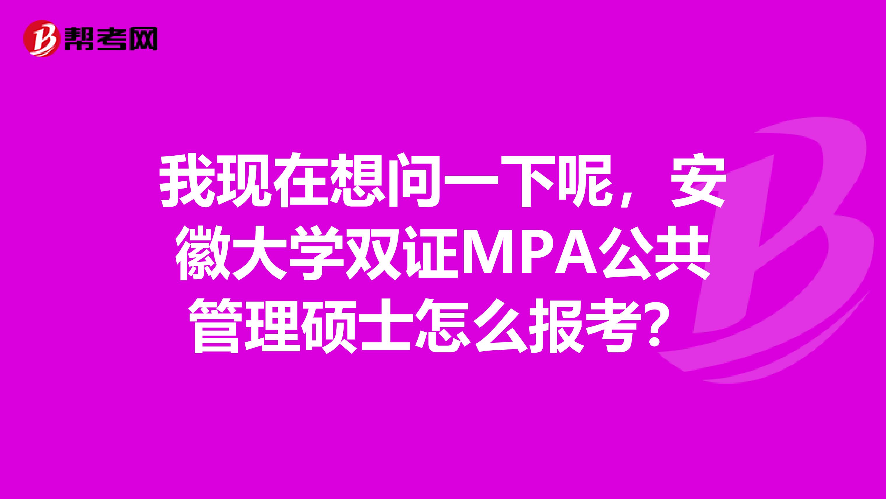 我现在想问一下呢,安徽大学双证MPA公共管理硕士怎么报考?