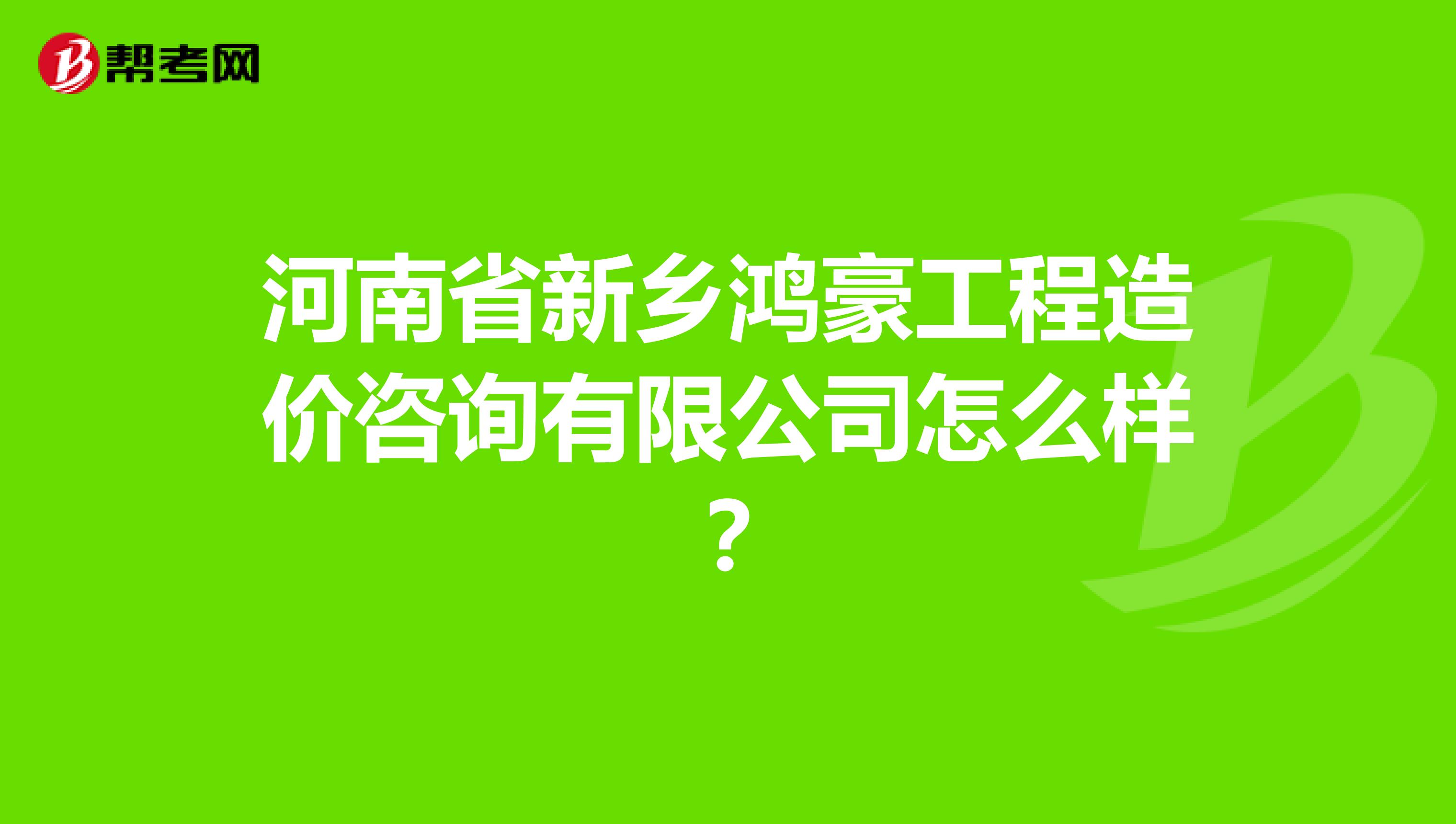 河南省新乡鸿豪工程造价咨询有限公司怎么样？