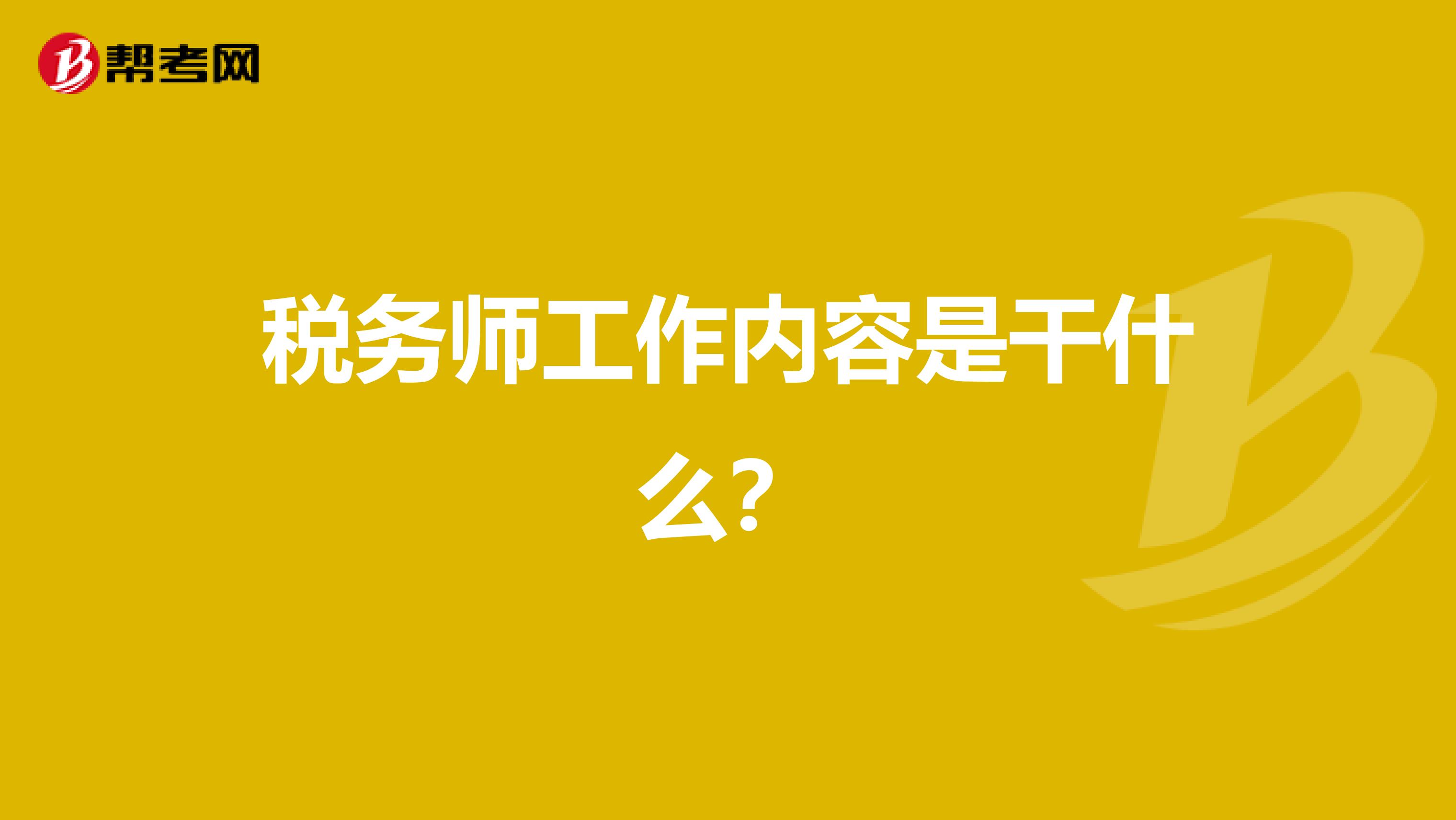 税务师工作内容是干什么？