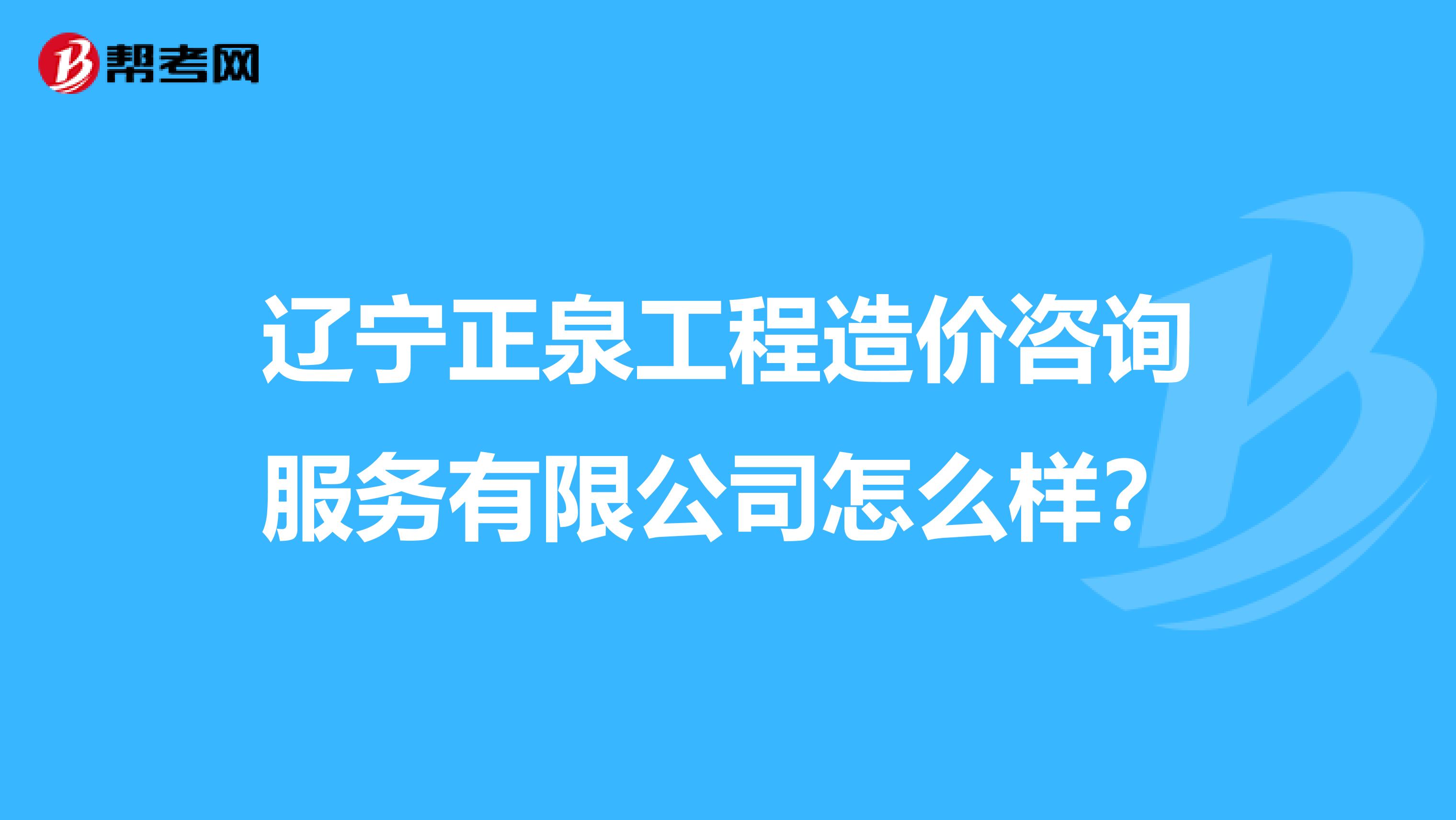 辽宁正泉工程造价咨询服务有限公司怎么样？