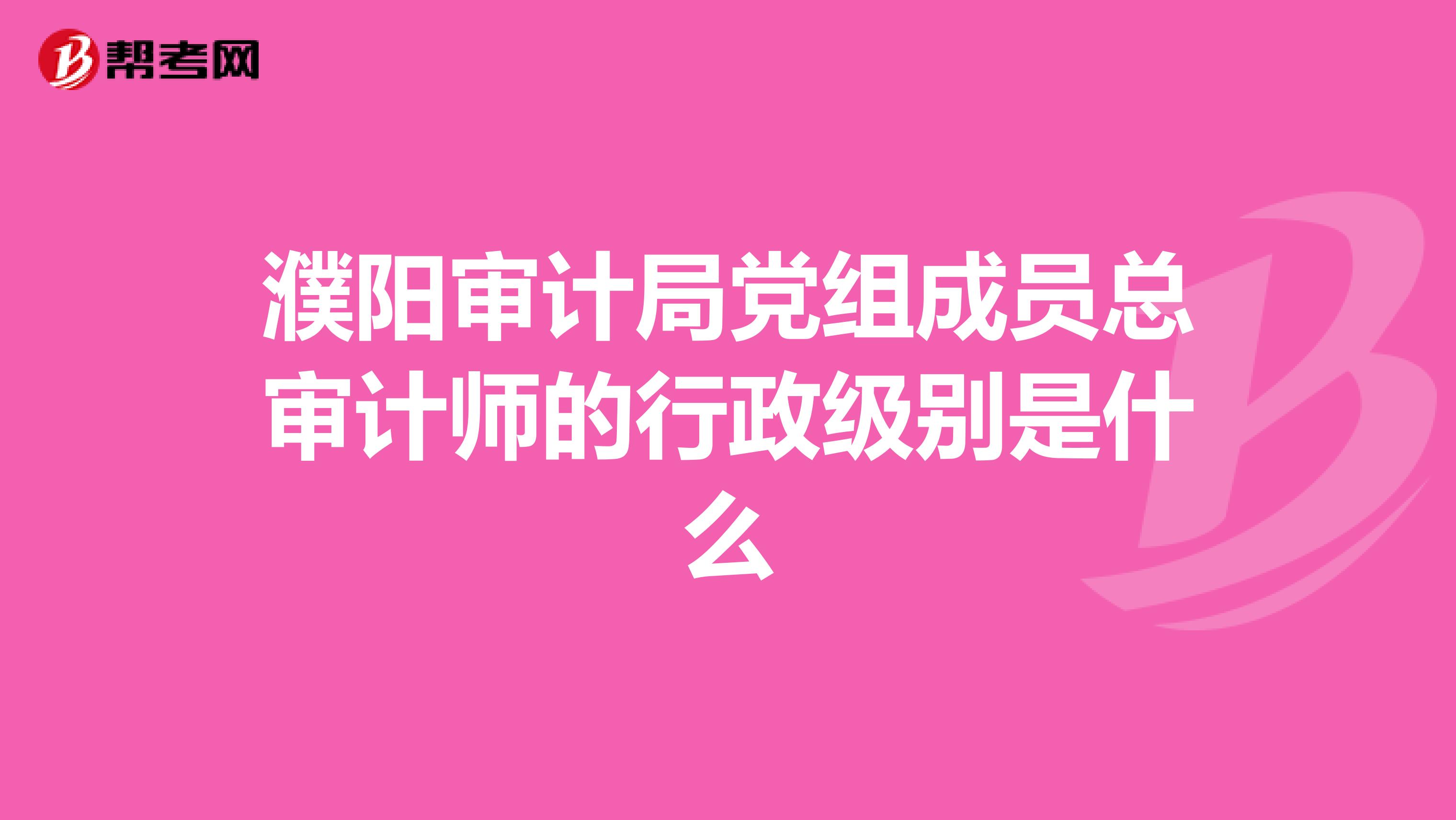 濮陽審計(jì)局黨組成員總審計(jì)師的行政級(jí)別是什么